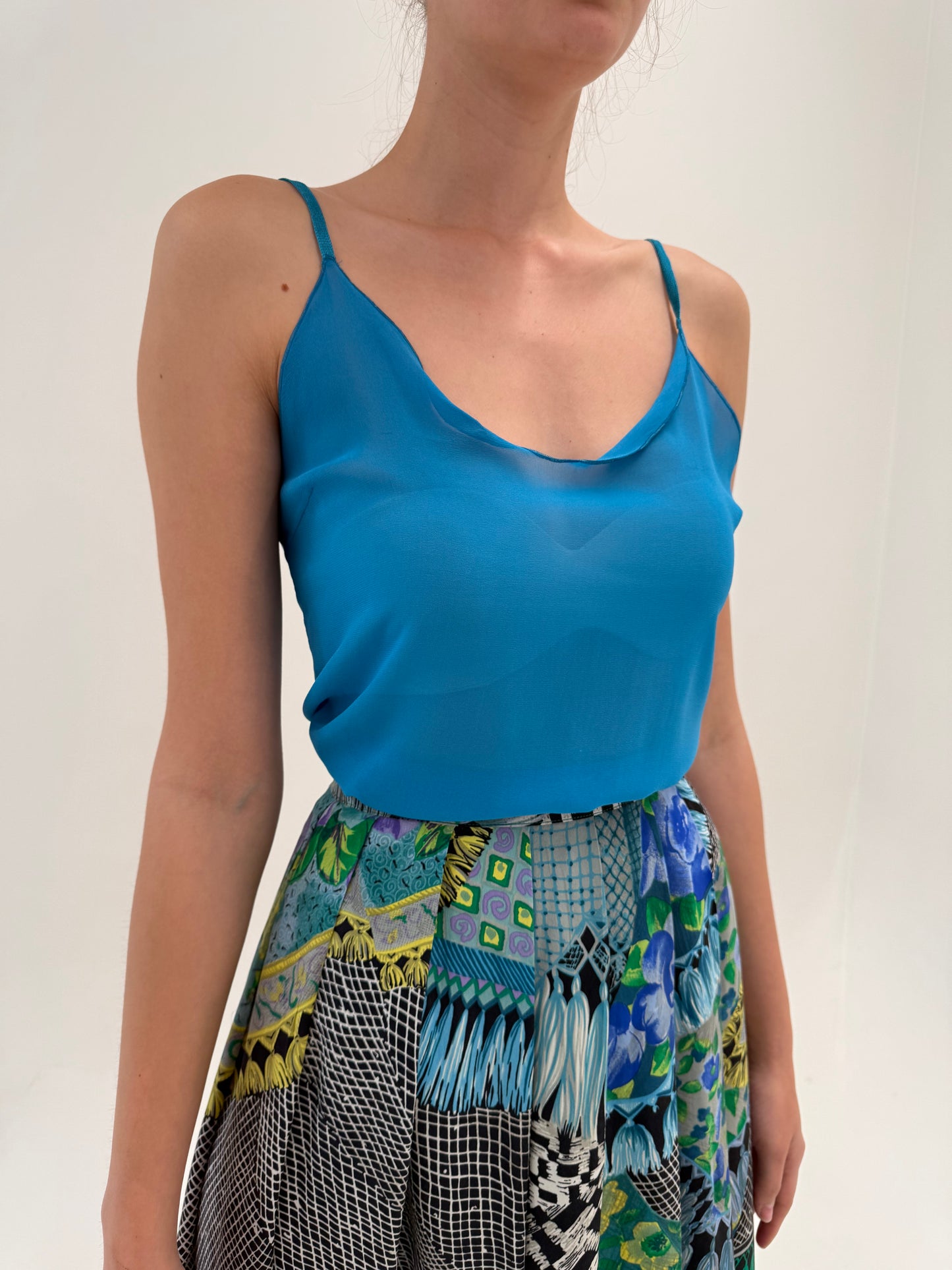 Top Missoni tip furou din Georgette de mătase naturală în bie