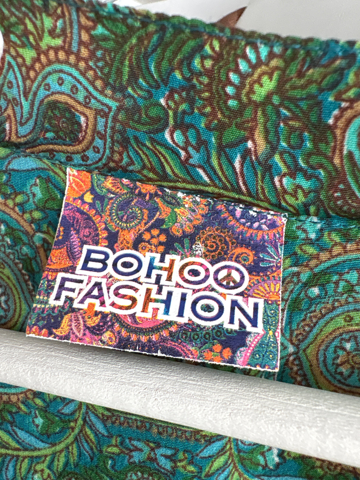 Rochie maxi boho tall 70% mătase naturală cu print paisley în nuanțe superbe de verde