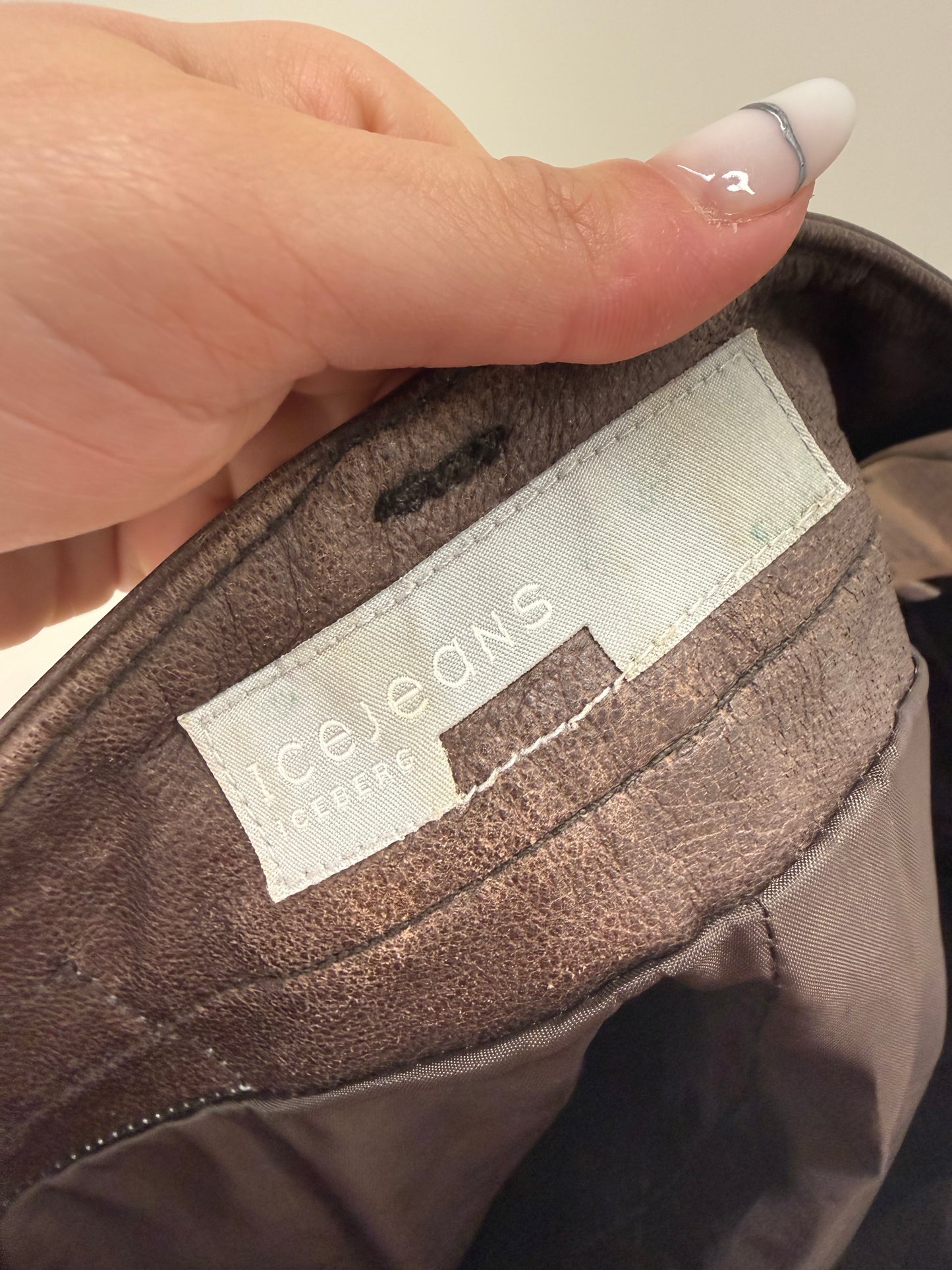 Fustă luxury Iceberg din piele naturală dark brown în croi chic mermaid