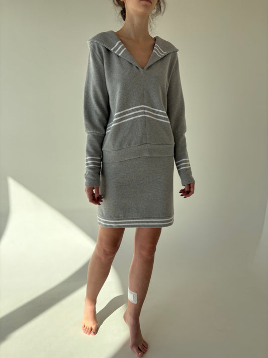 Set în stil Thom Browne din jerse de gramaj mare din bumbac