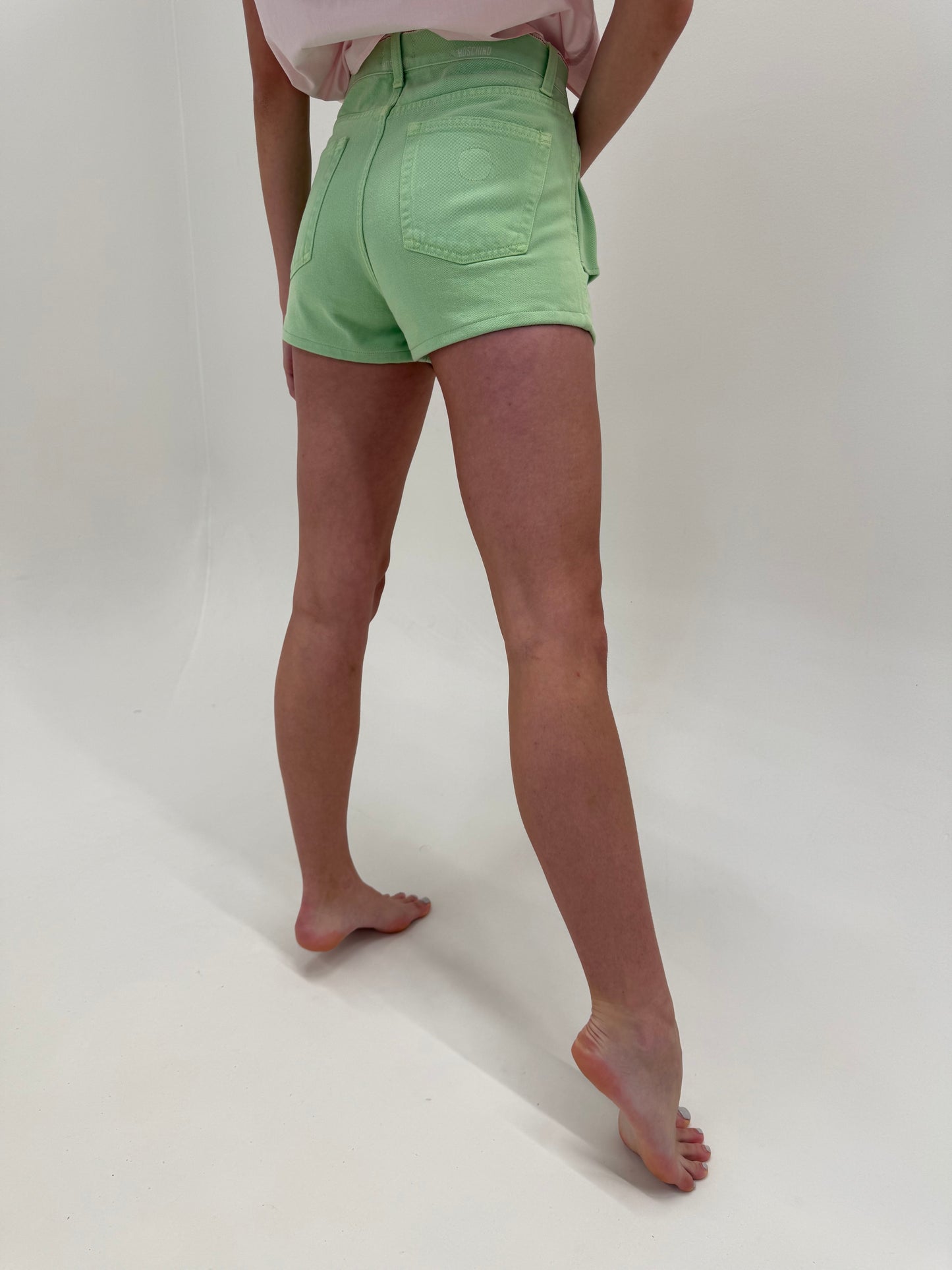 Pantaloni scurți din jeans Moschino pistachio green