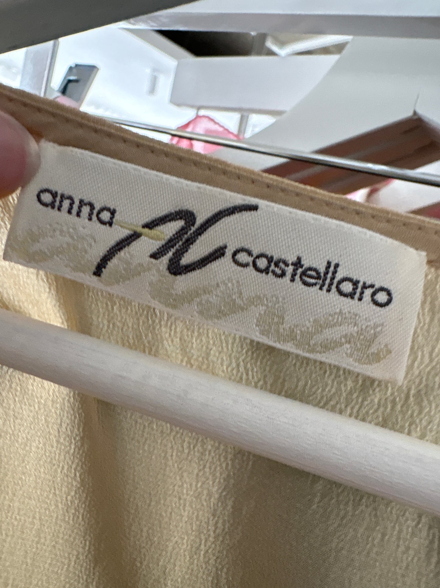 Top camel din mătase naturală cu print superb