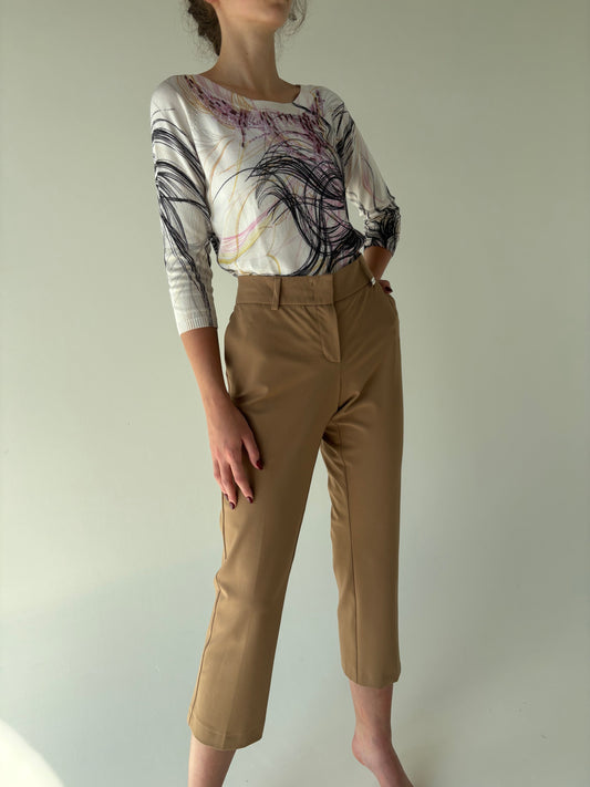 Pantaloni camel premium din stofita ușor modelatoare