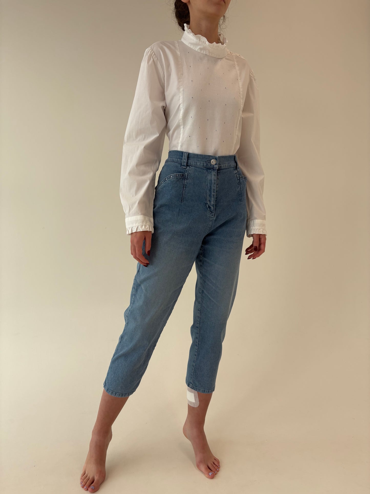 Jeans vintage petite ultra modelator confort cu talie înaltă