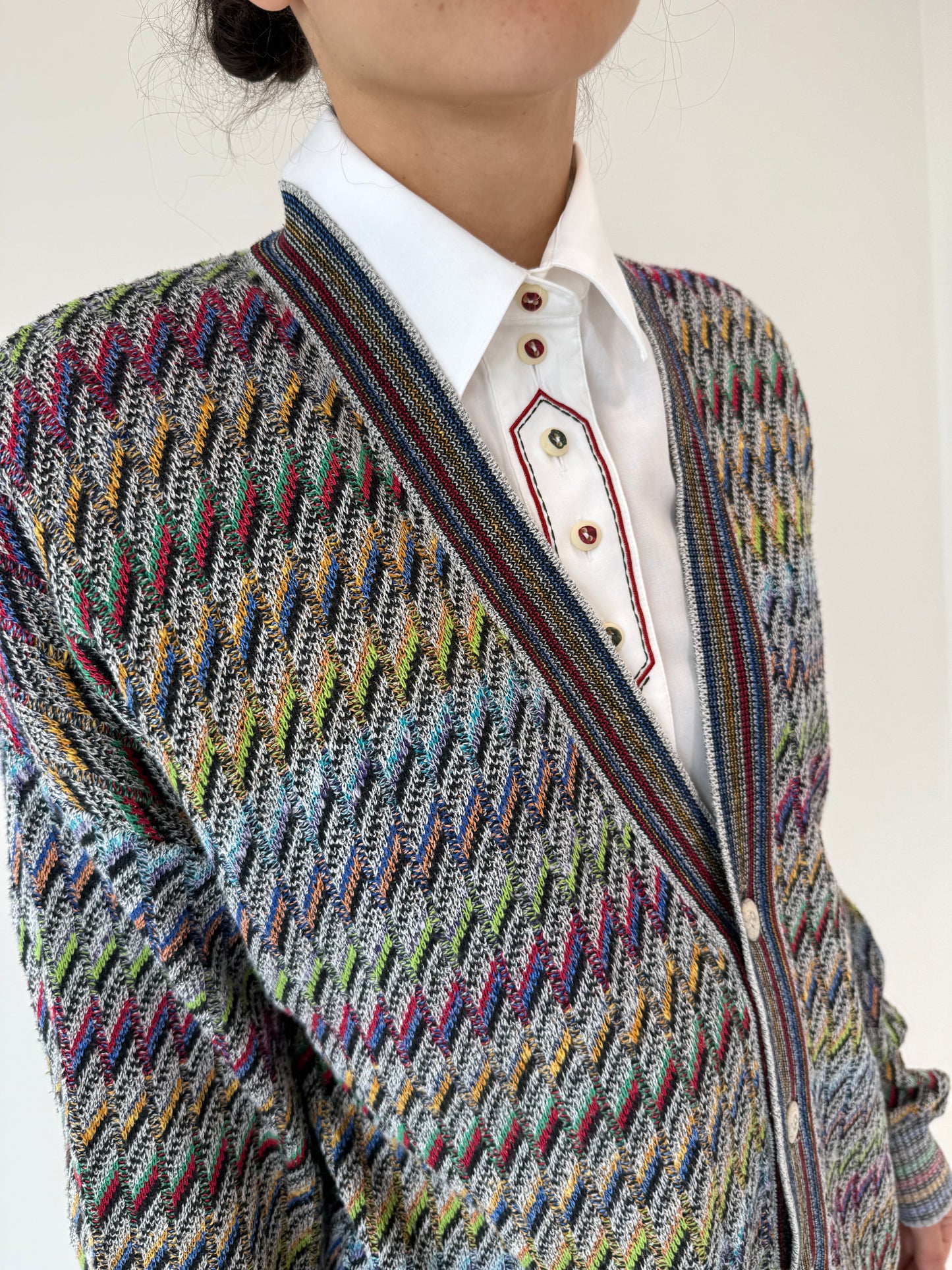 Cardigan vintage italian în stil Missoni tall