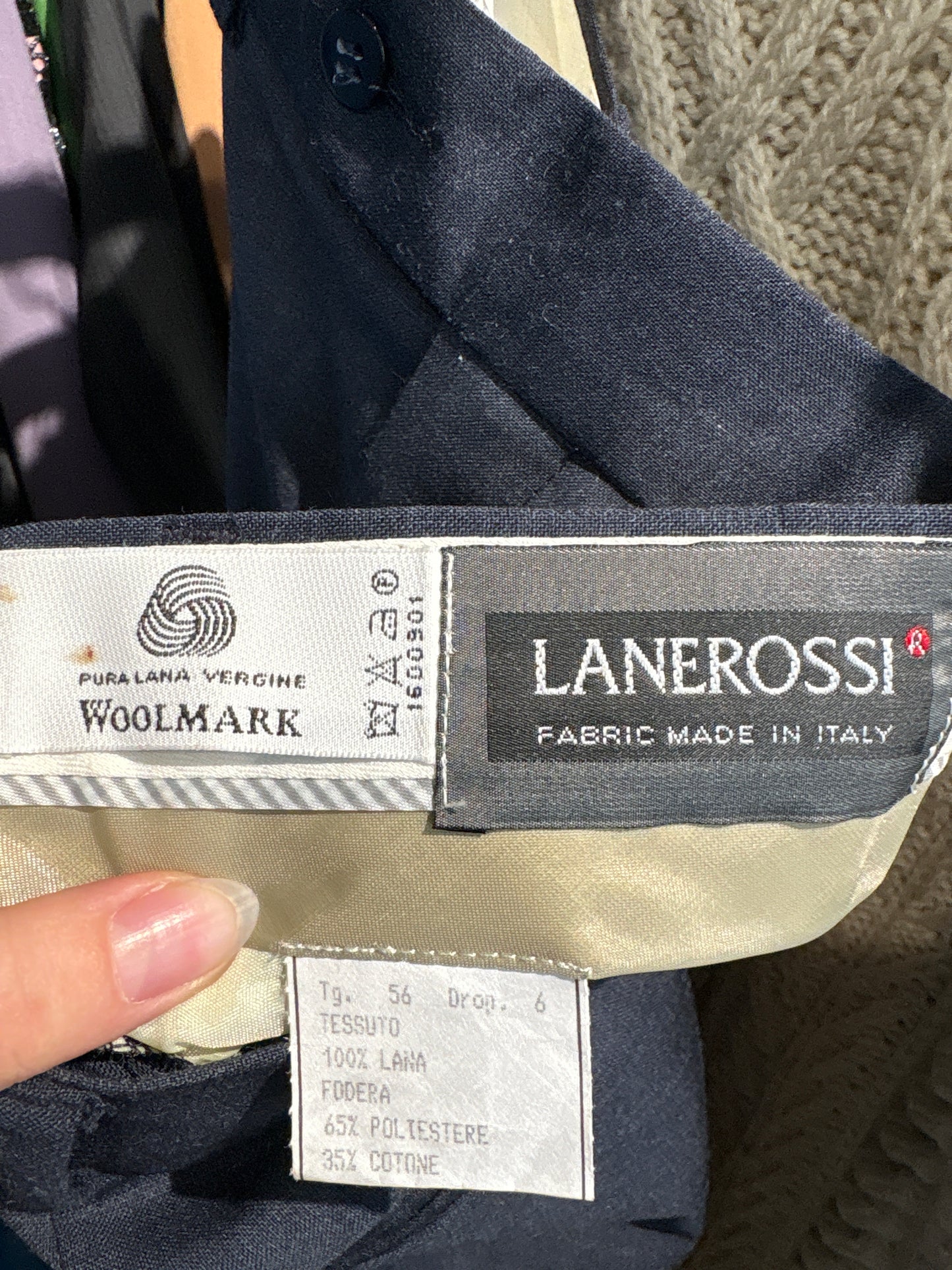 Pantaloni Navy din lana extrafina pura certificată italienești