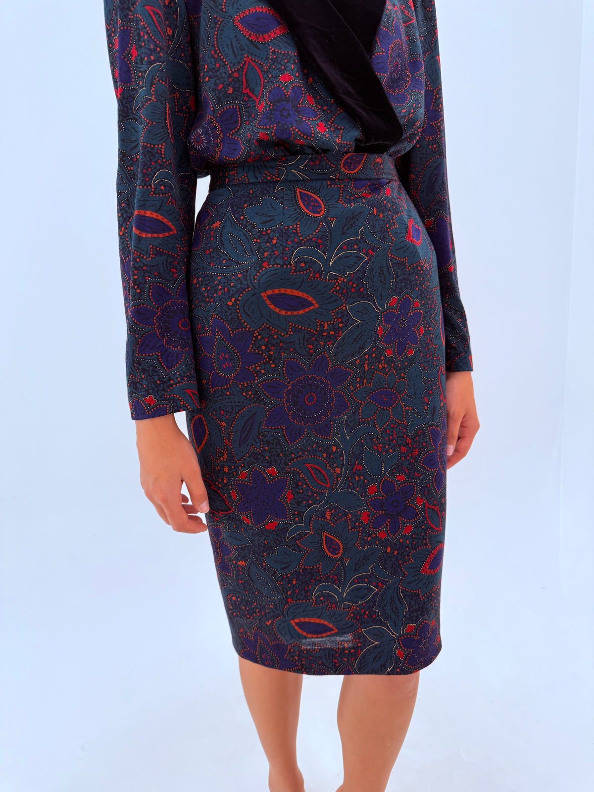Set Luisa Spagnoli vintage excepțional din lanita extrafina subțire cu print paisley