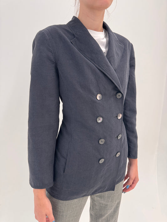 Sacou ultra luxury Genny din in și mătase naturală light charcoal gray