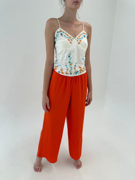Pantaloni palazzo electric orange cu talie ultra înaltă reglabilă super ampli
