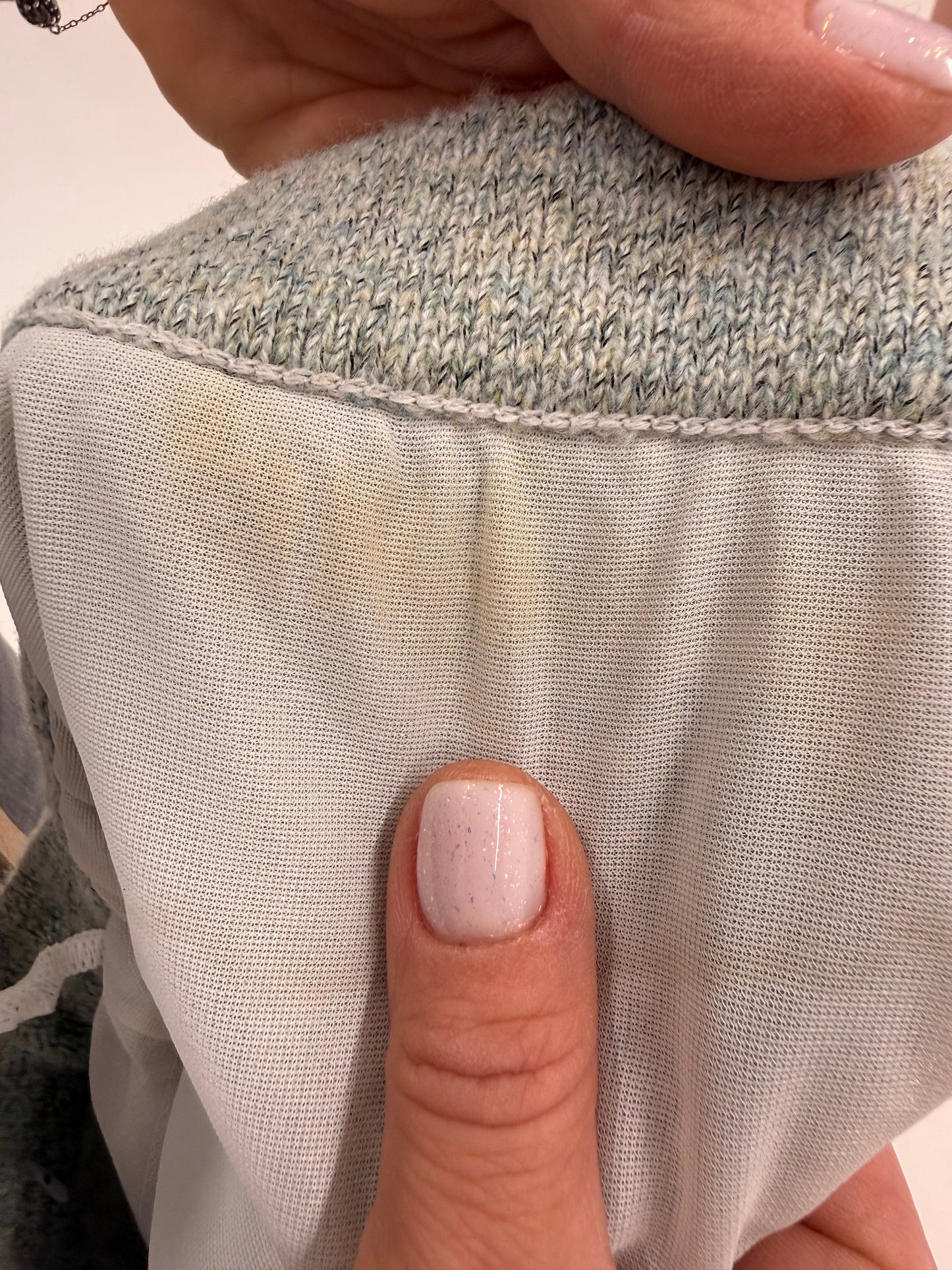 Fustă midi spre maxi din tricot de lan extrafina melanj silver gray cu baby blue