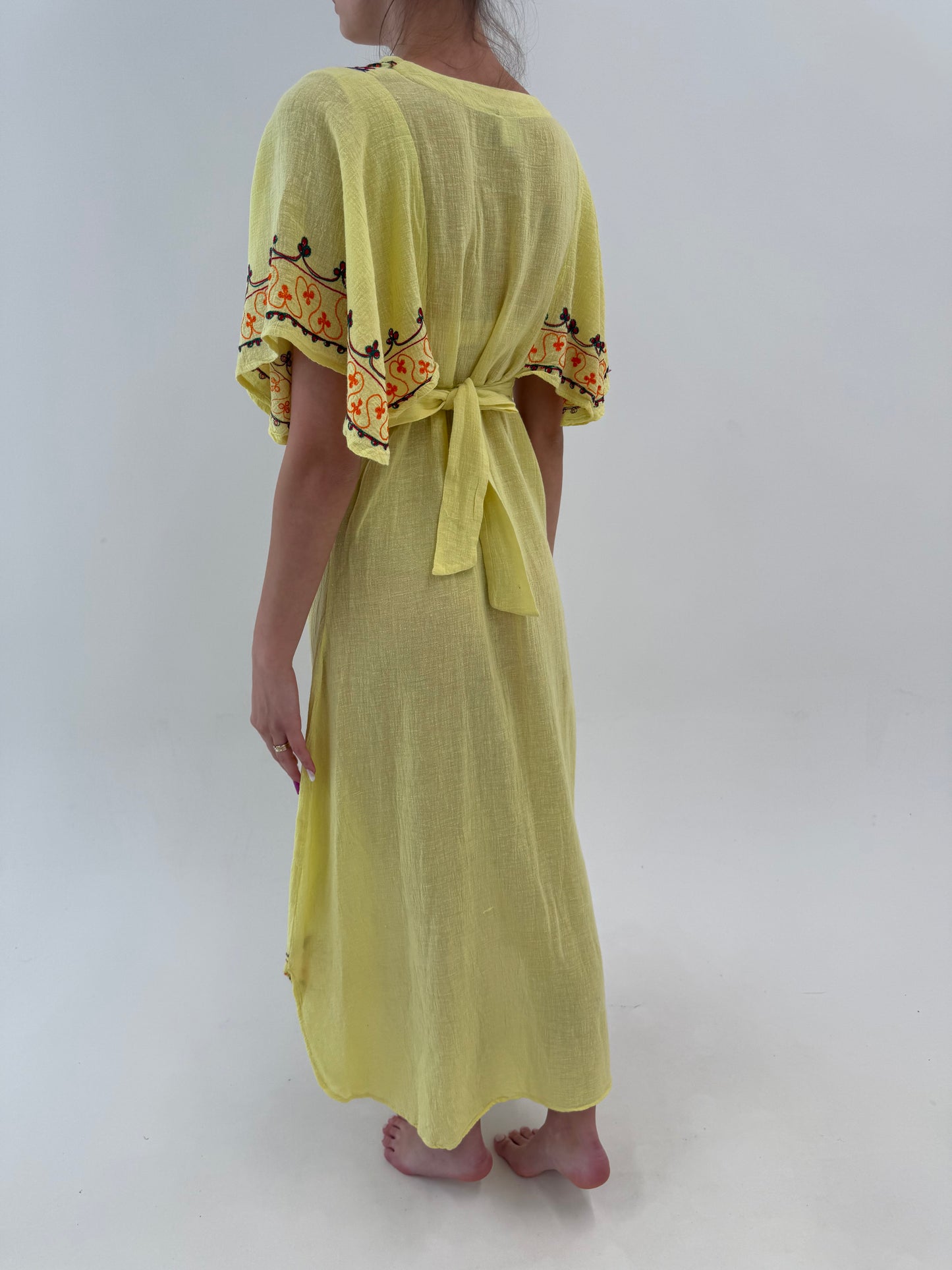 Rochie vintage maxi din pânză excepțională moale de bumbac cu broderie