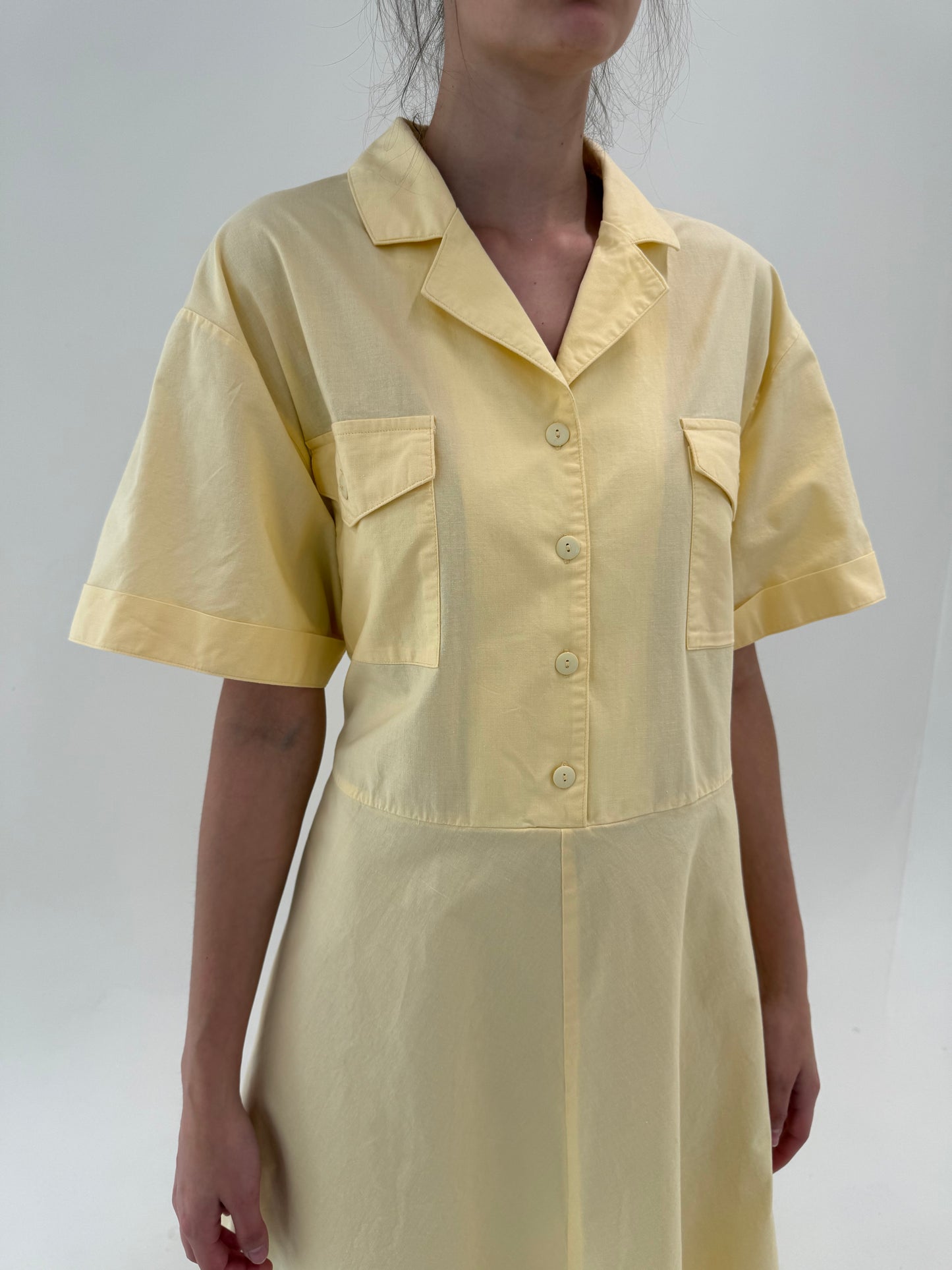 Rochie vintage spre maxi din pânză moale de bumbac cu talie ultra înaltă