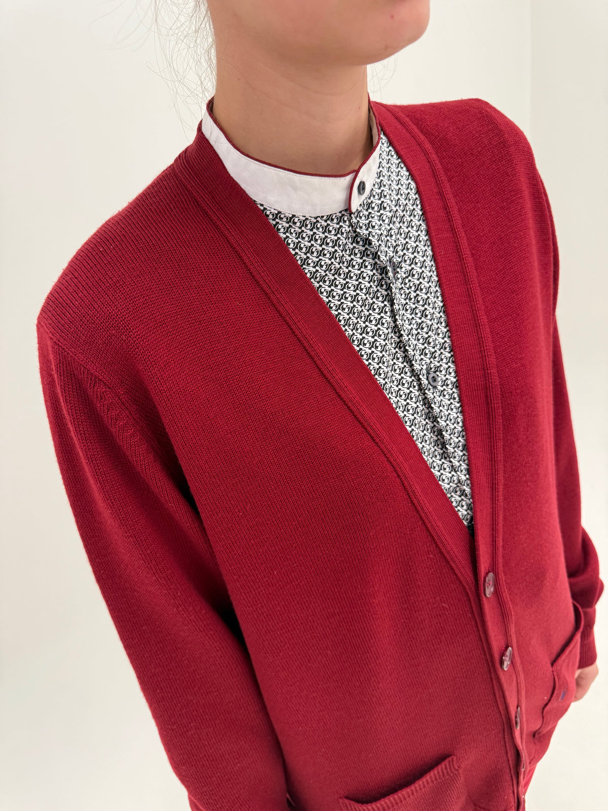 Cardigan Yves Saint Laurent vintage whine red din lana extrafina