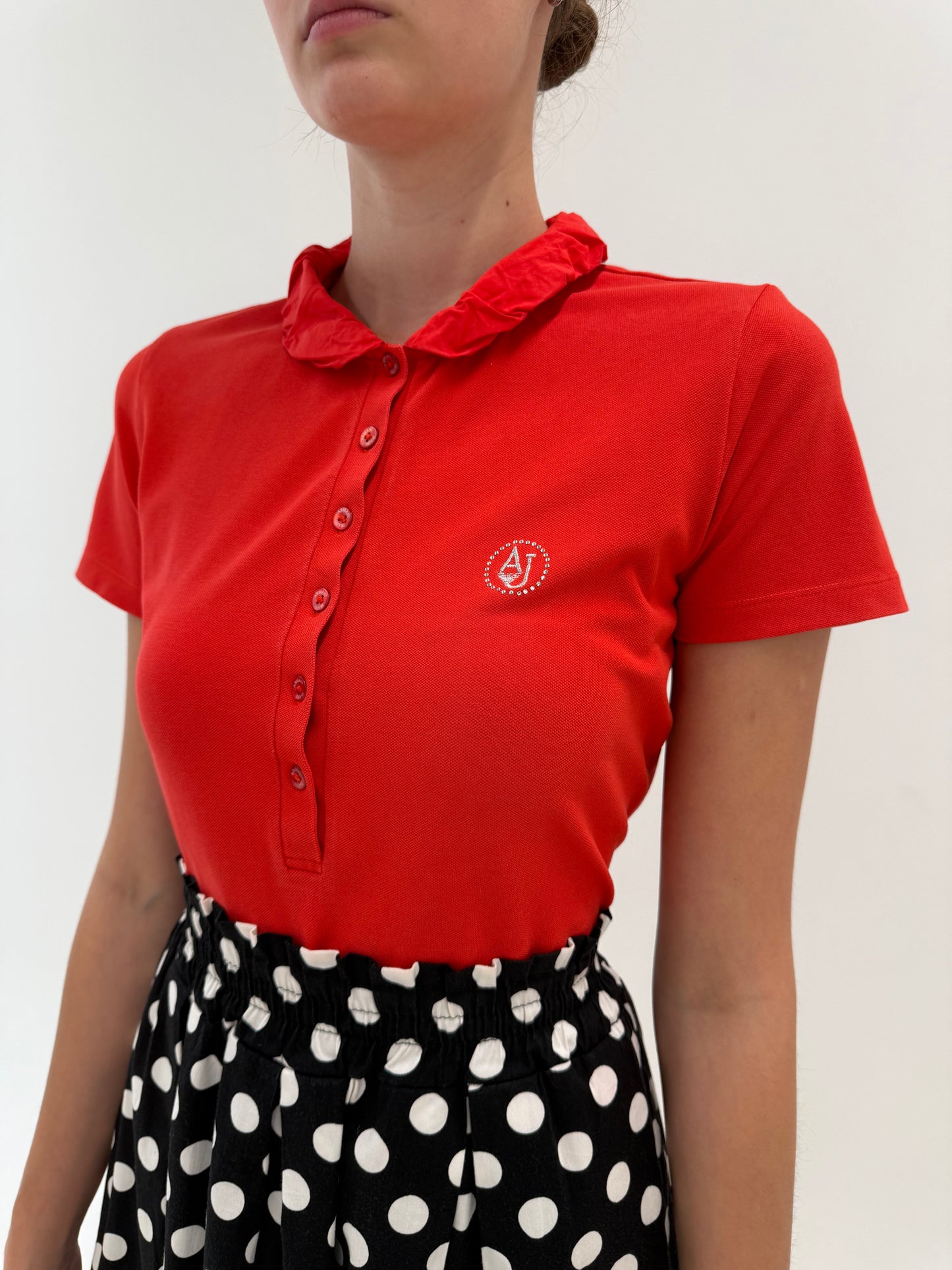 Top polo Armani cherry red din bumbac premium