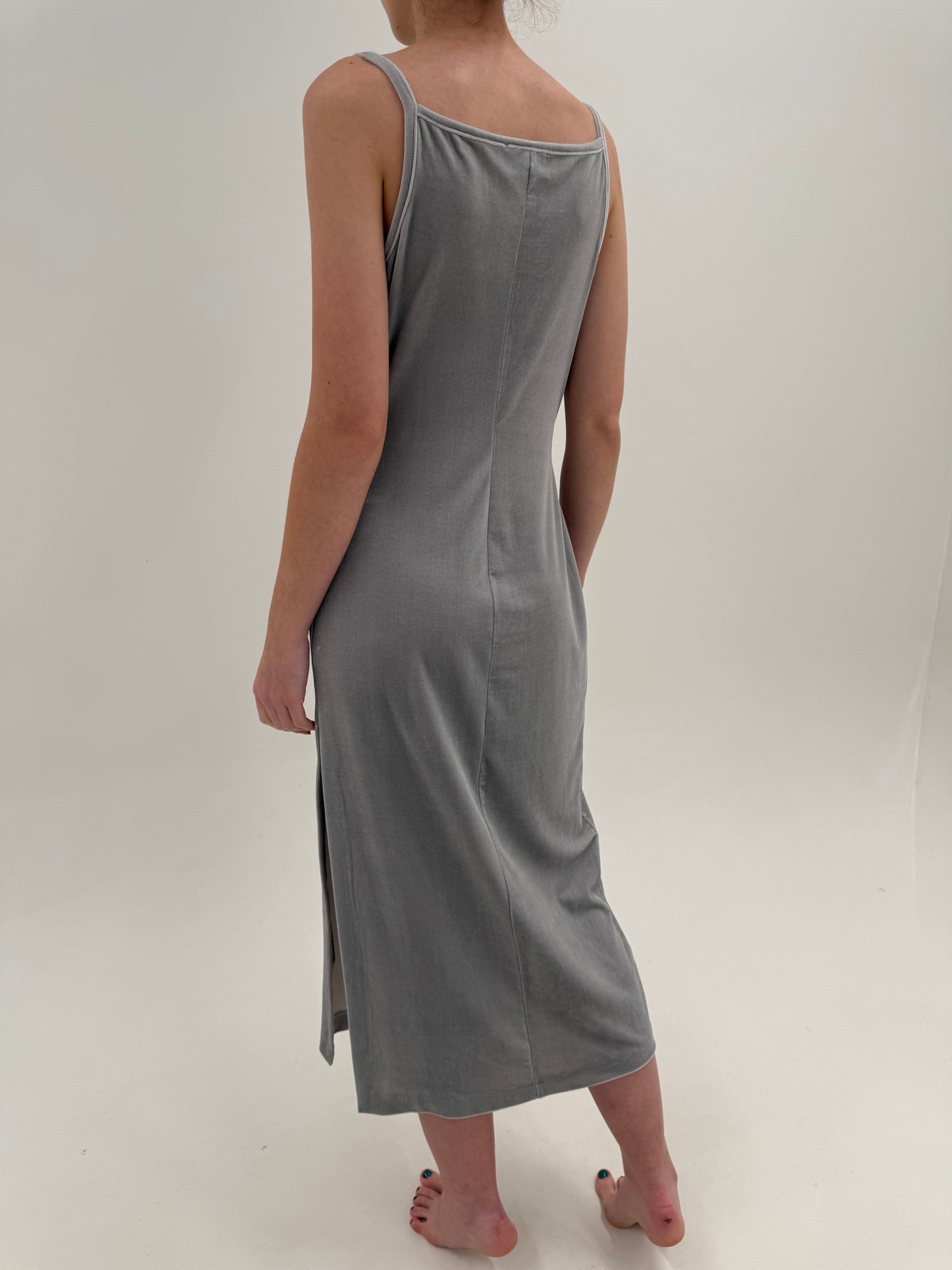 Slip dress maxi italiană silver gray quiet sexy sfârșit de ani 90