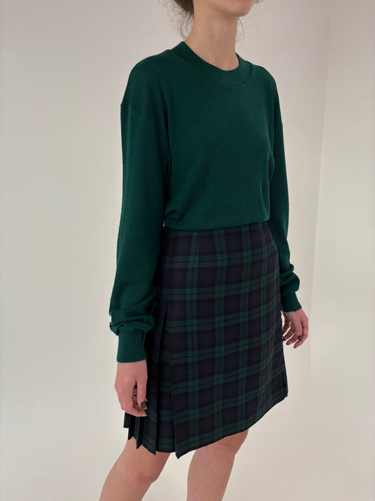 Fustă italiană din Tartan de lana în combinație clasică de culori