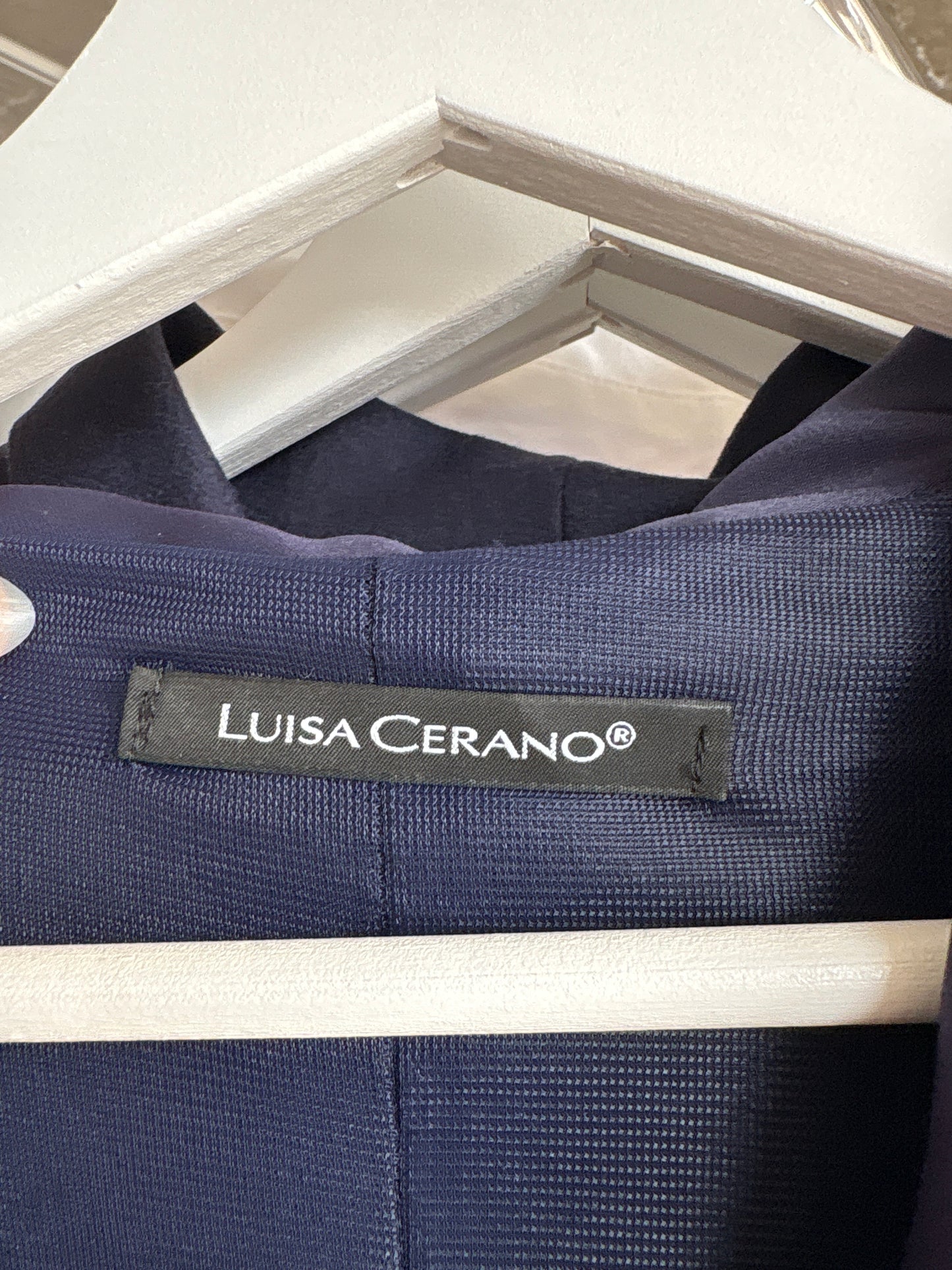 Rochie de brand luxury Luisa Cerano tip sacou cu efect perlat albastru
