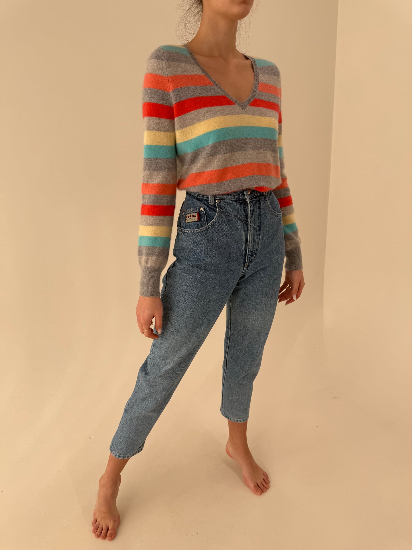 Jeans vintage premium mom fit cu talie ultra înaltă classic wash