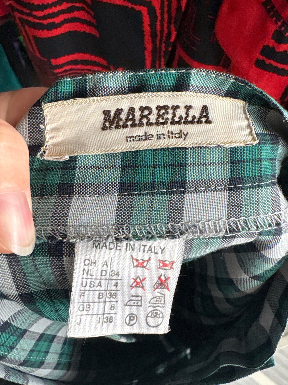 Fustă Marella by Max Mara vintage plisată din lana extrafina în carouri midi