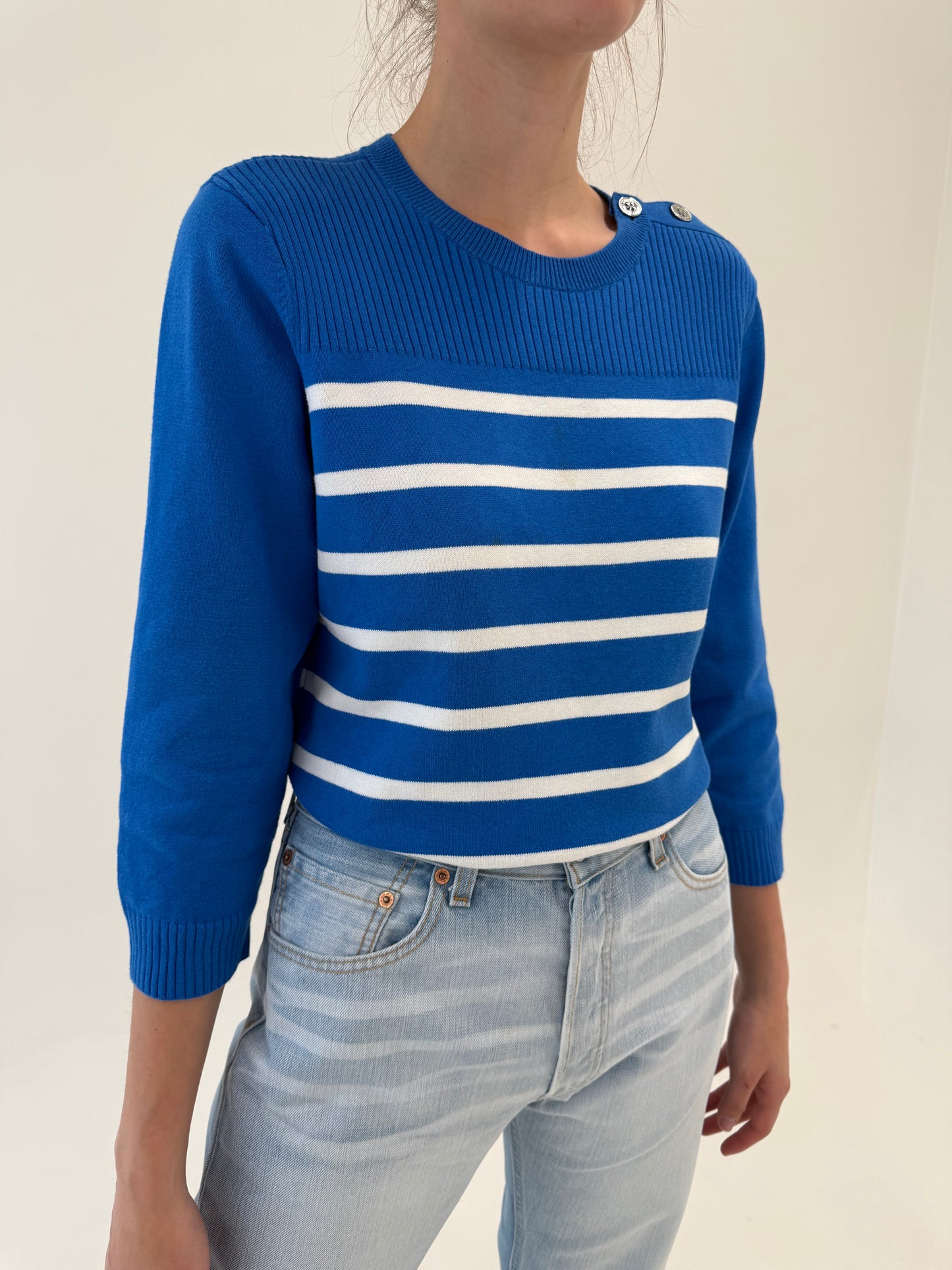 Soft knit Ralph Lauren cu influențe nautice și mânecă 3/4