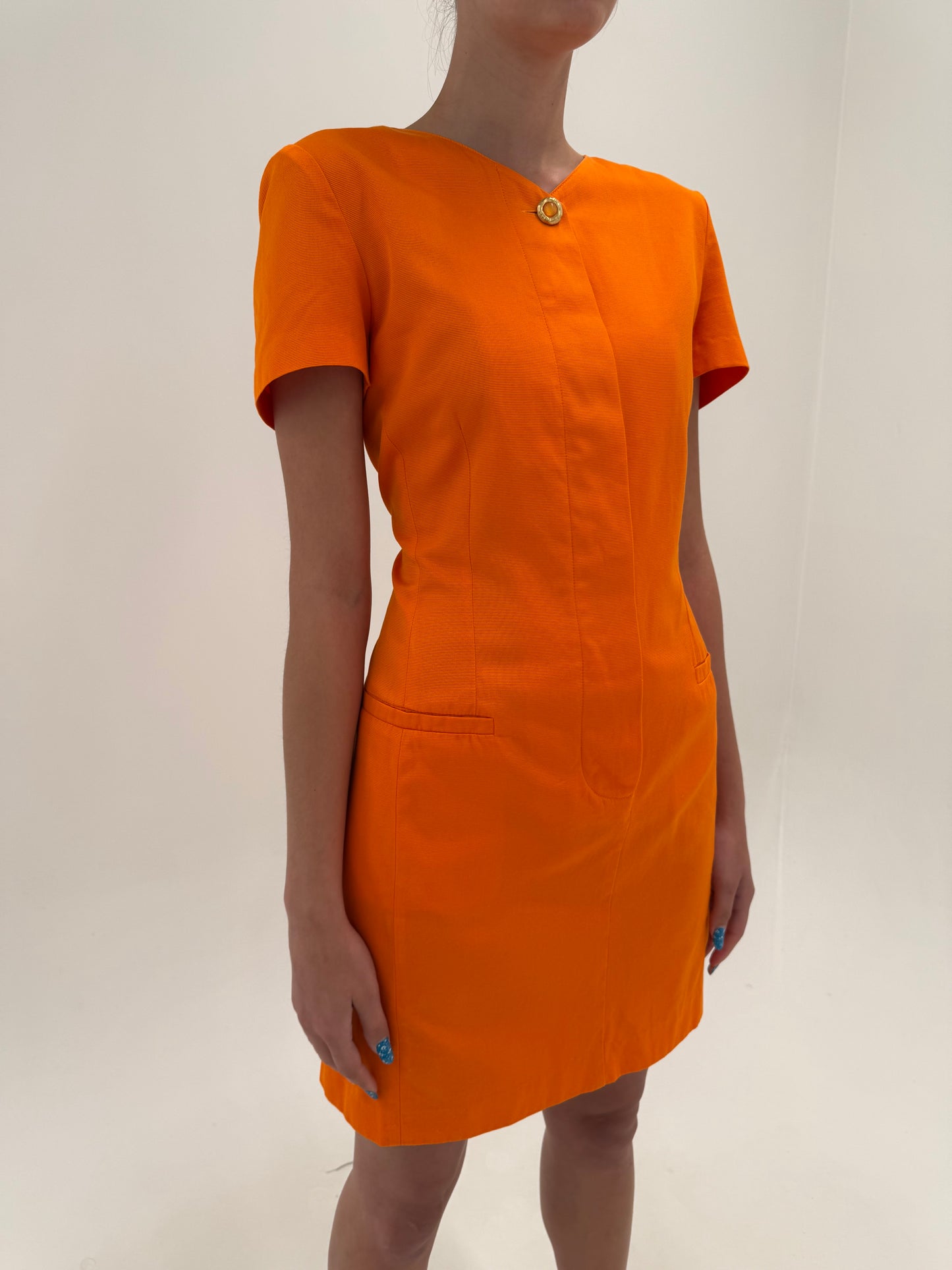 Rochie Max Mara din in excepțional în croi clasic electric orange