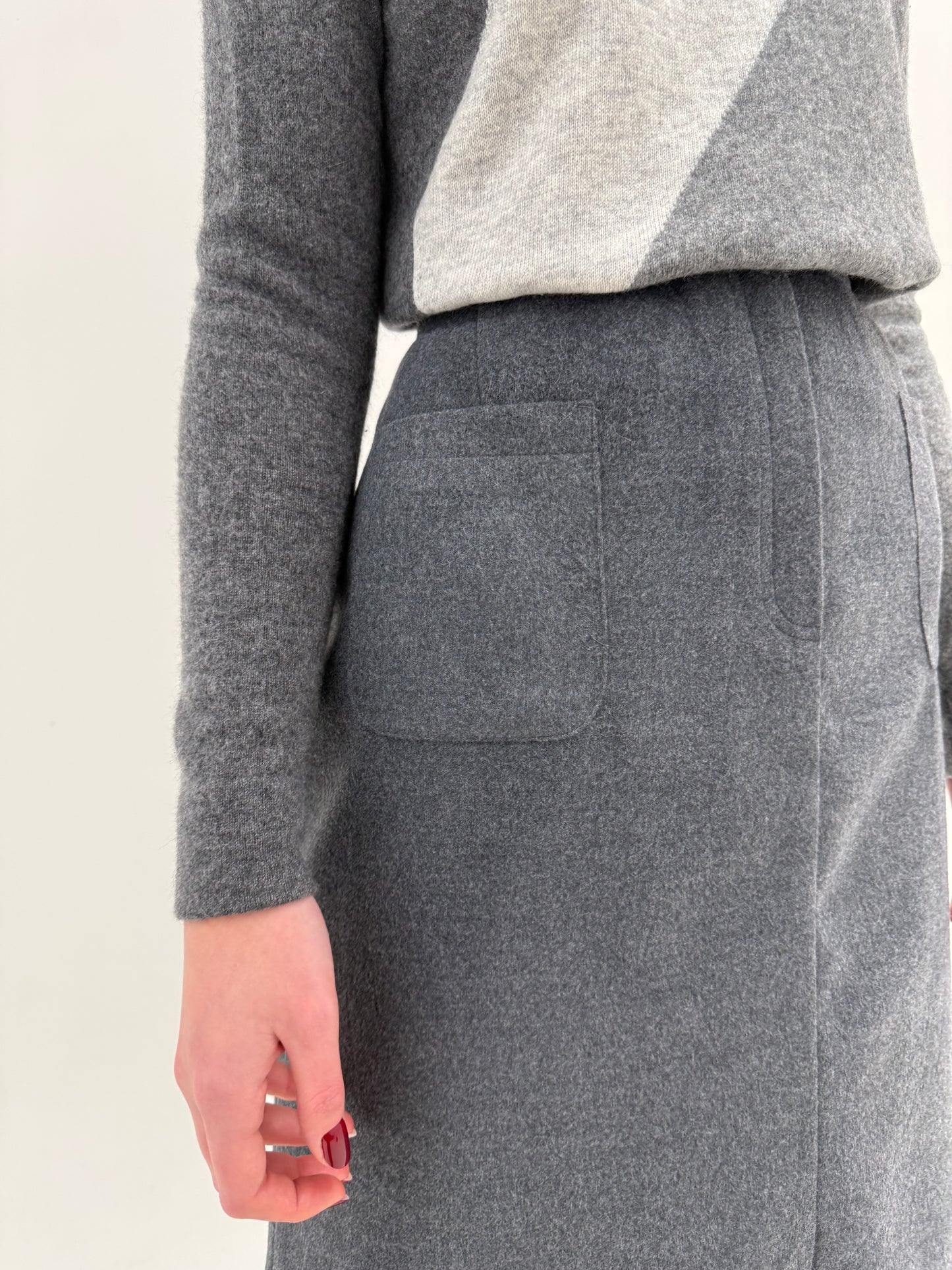 Fustă maxi cu influențe casual din stofă groasă de lana extrafina