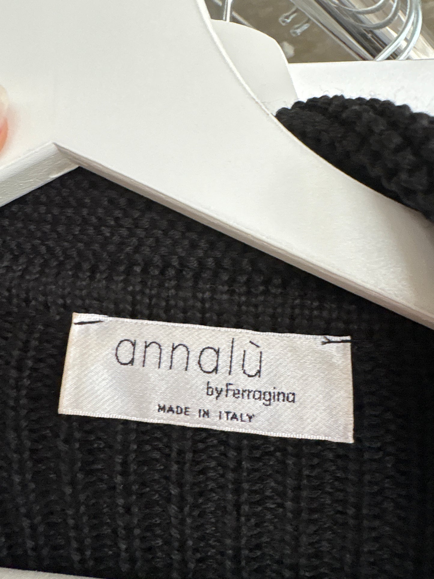 Cardigan in croi de sacou negru gros italian 70% lana merino extrafina