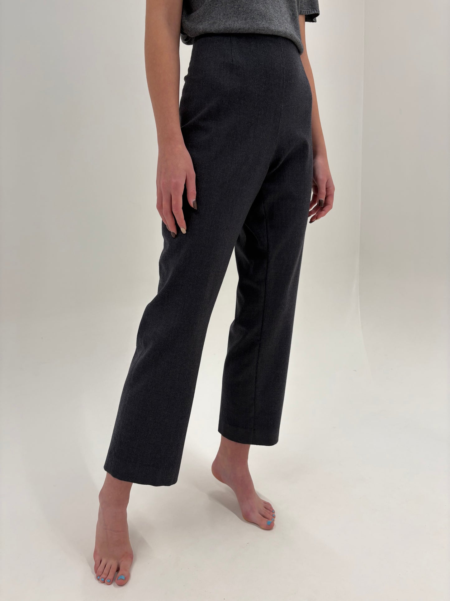 Pantaloni italienești charcoal gray din lana plină extrafina confort