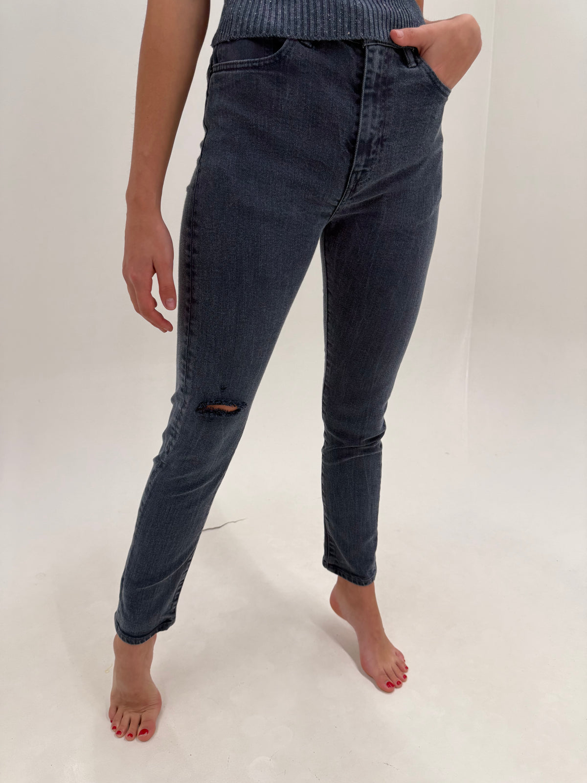 Jeans Levi’s 510 dark wash cu talie înaltă classic fit modelatori plini