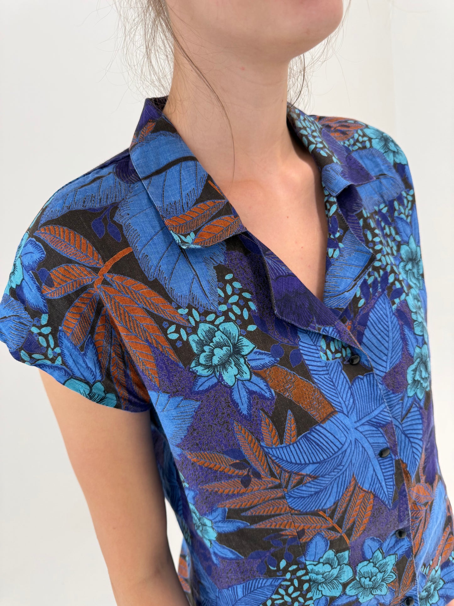 Cămașa italiana vintage din in premo cum print organic în culori superbe