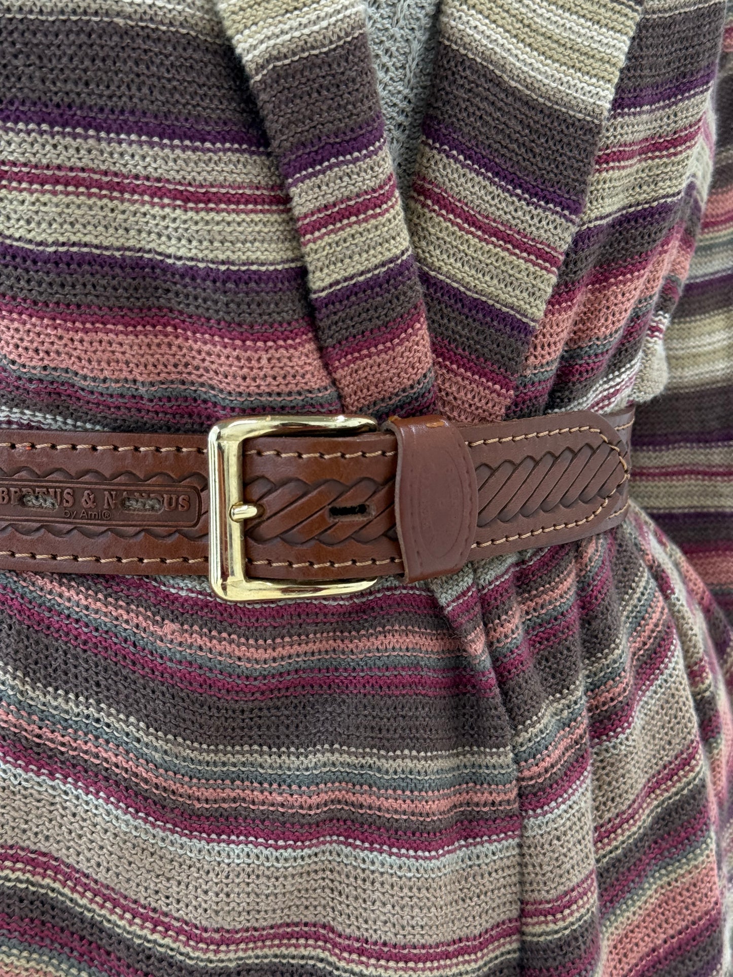 Centura vintage din piele naturală groasă texturată cu feronerie aurie