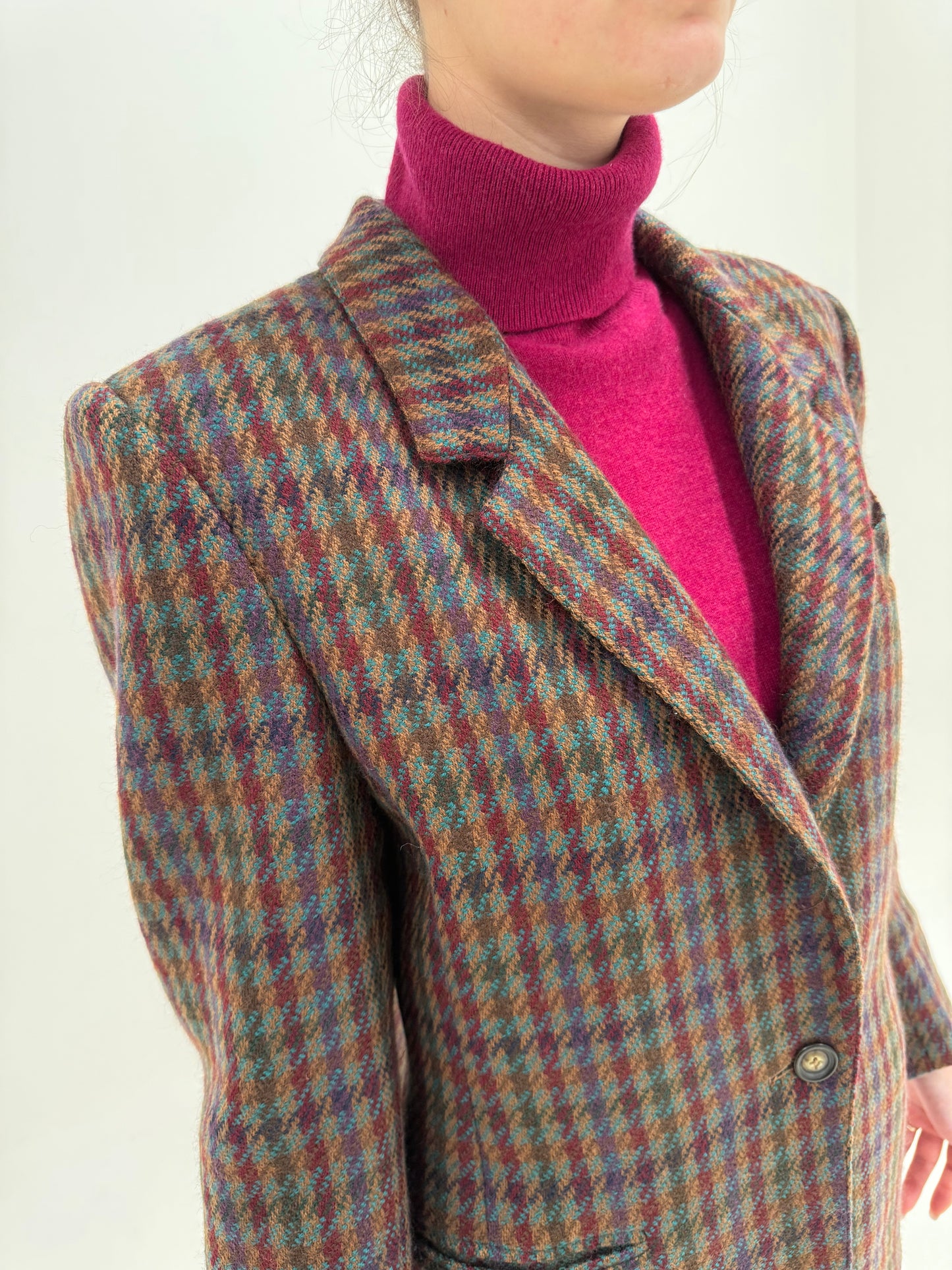 Sacou Max Mara din tweed excepțional de lana în carouri