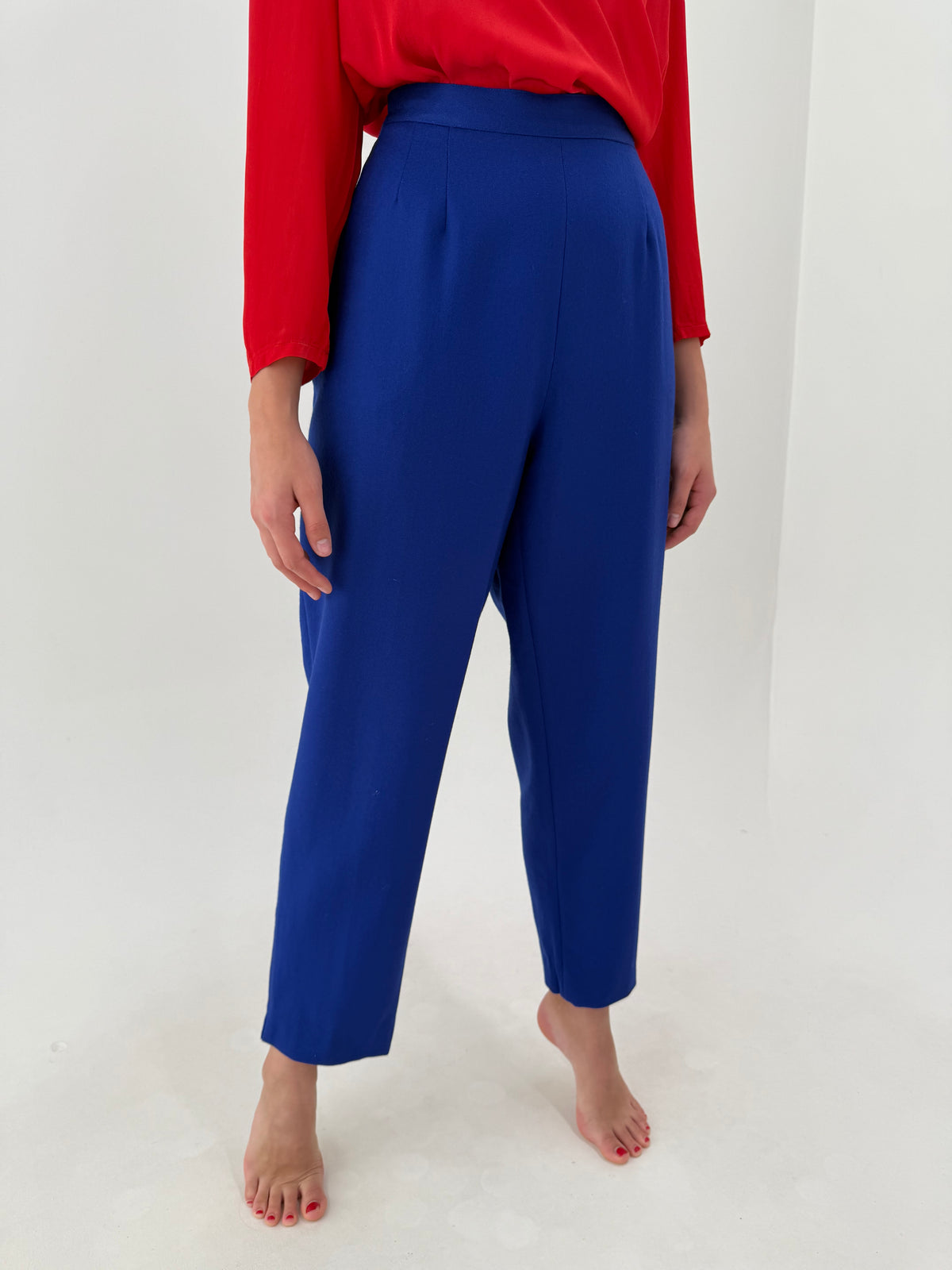 Costum vintage italian excepțional albastru regal din lana extrafina