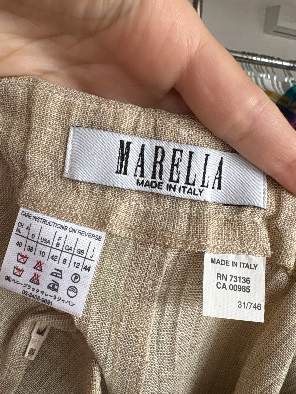 Fustă maxi camel Marella by Max Mara din pânză de in și vascoza cu buzunare