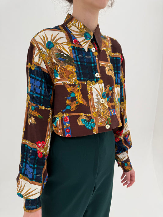 Cămașa vintage cu print în culori tari