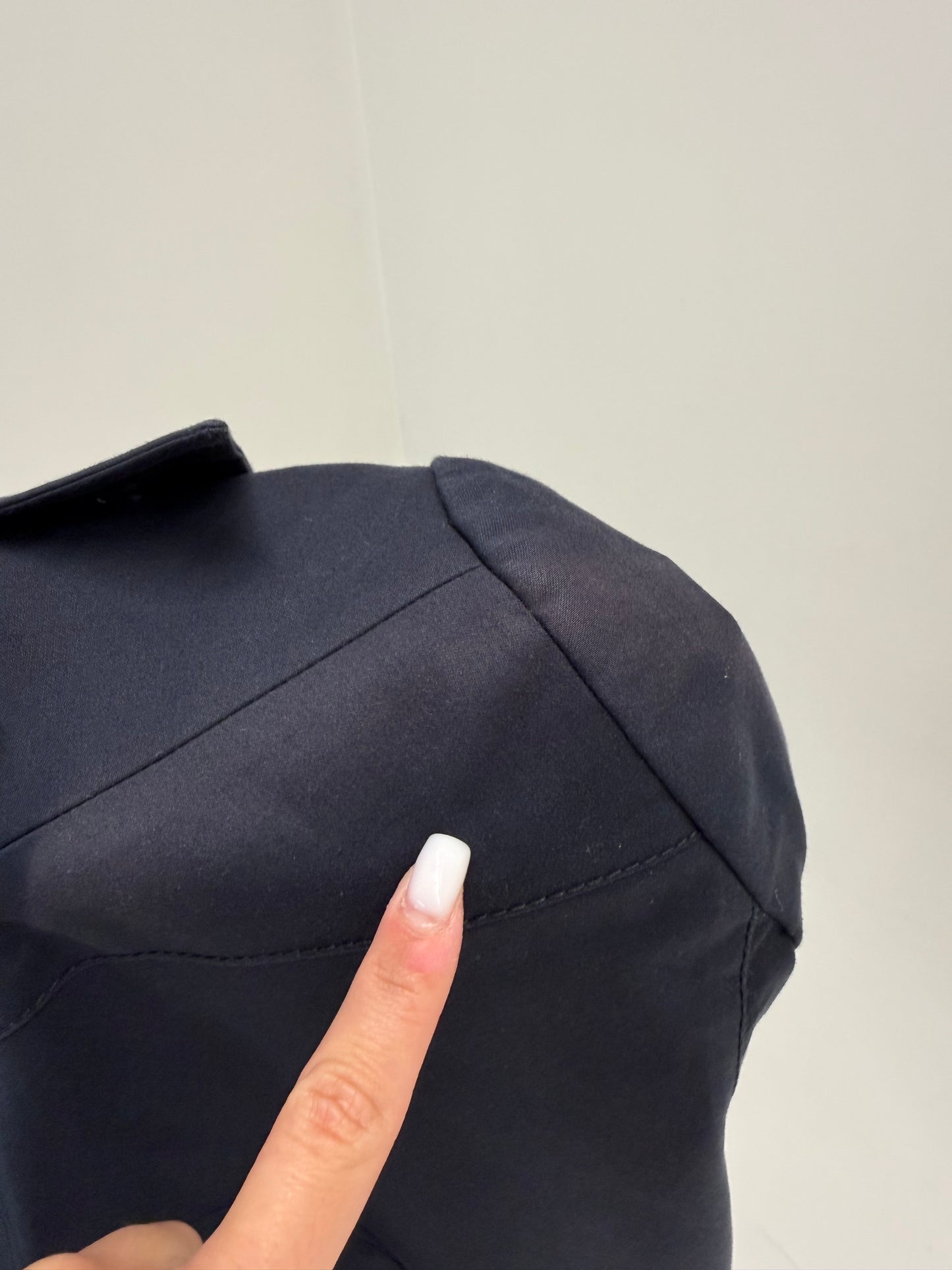 Sacou Valentino cambrat de vară din Navy blue cu revere late și nasturi bijtuterie