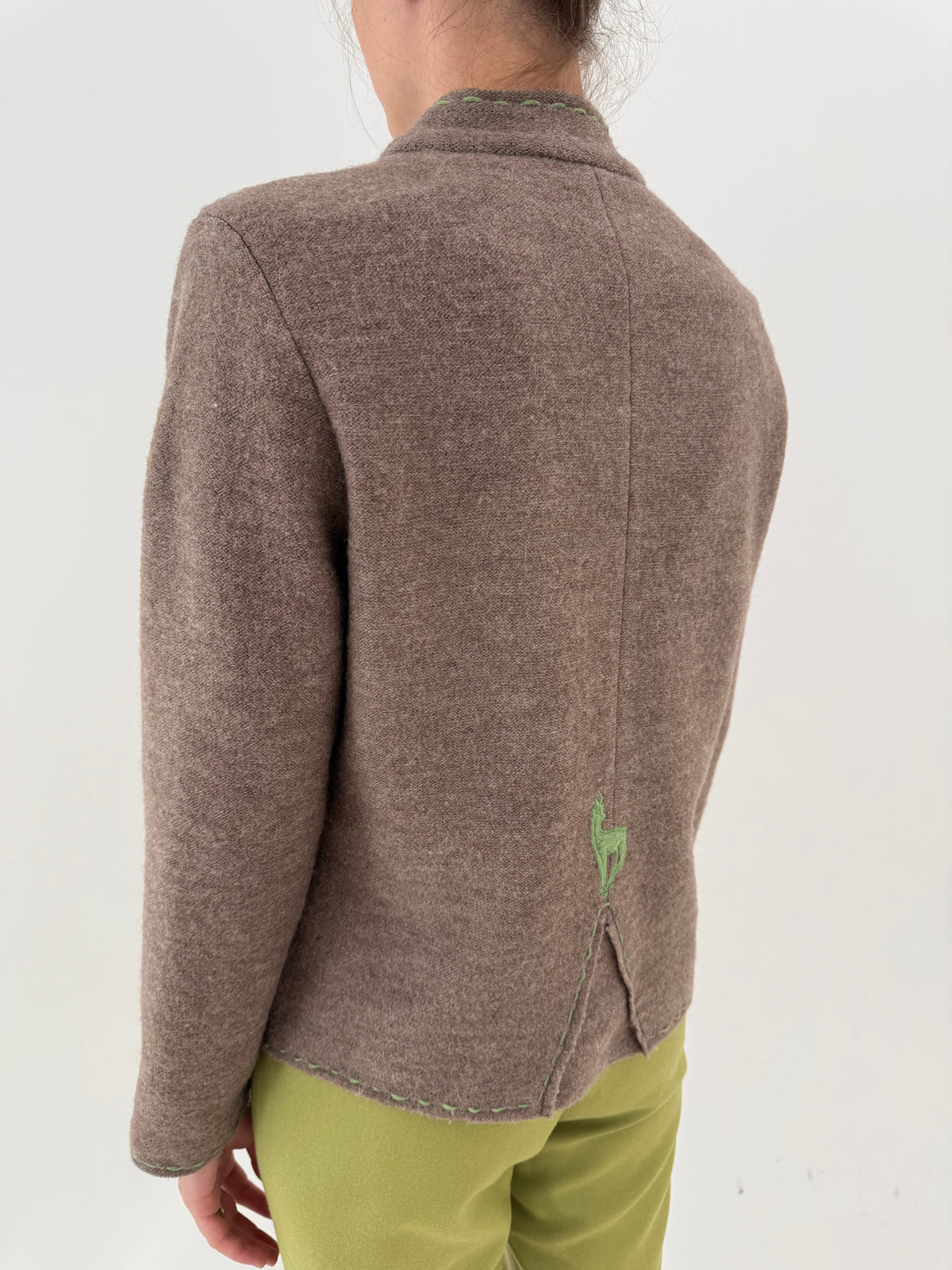 Sacou taupe din boiled wool ultra confort