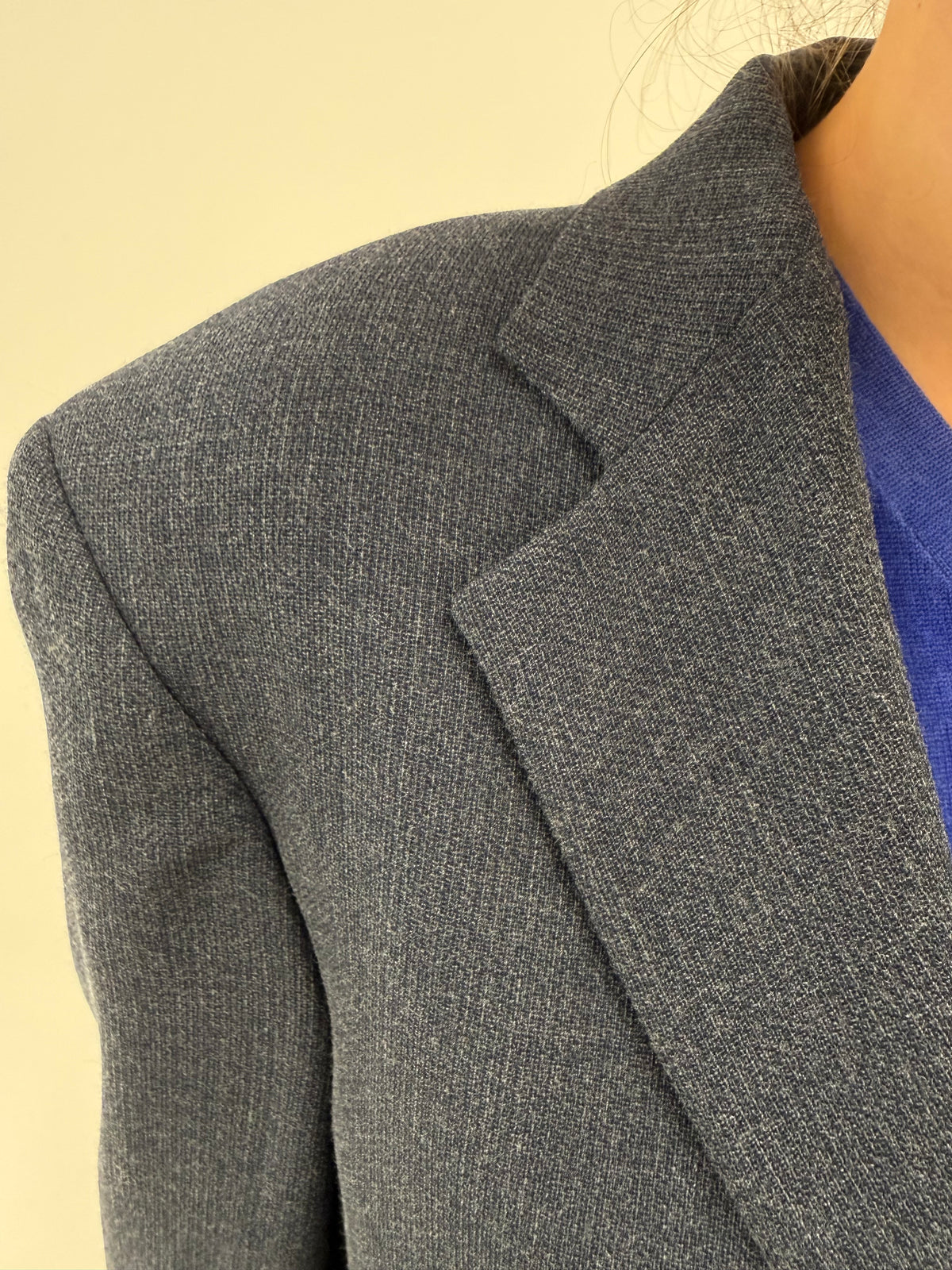 Sacou Joop tall dark jeans blue din stofă melanj de lana extrafina cu vascoza