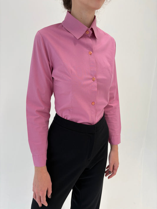 Cămașa dusty pink din poplin plin de bumbac în croi ușor cambrat