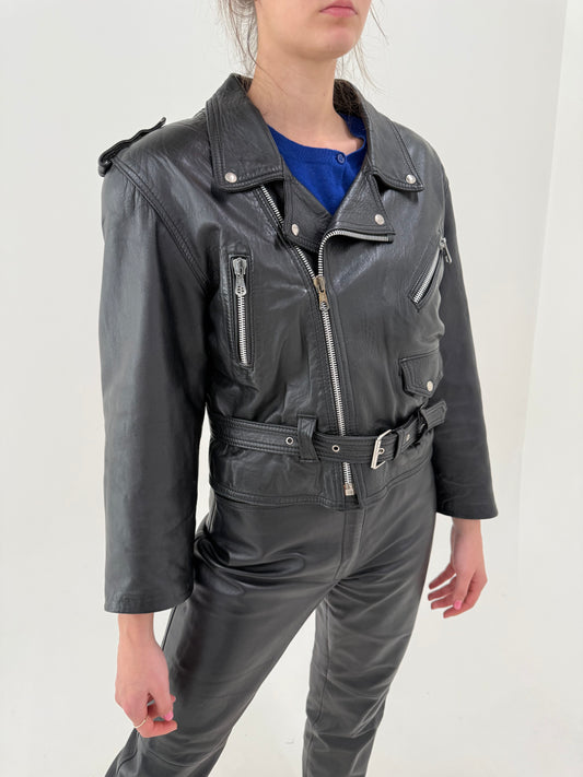 Geacă biker vintage Italiană din piele naturală