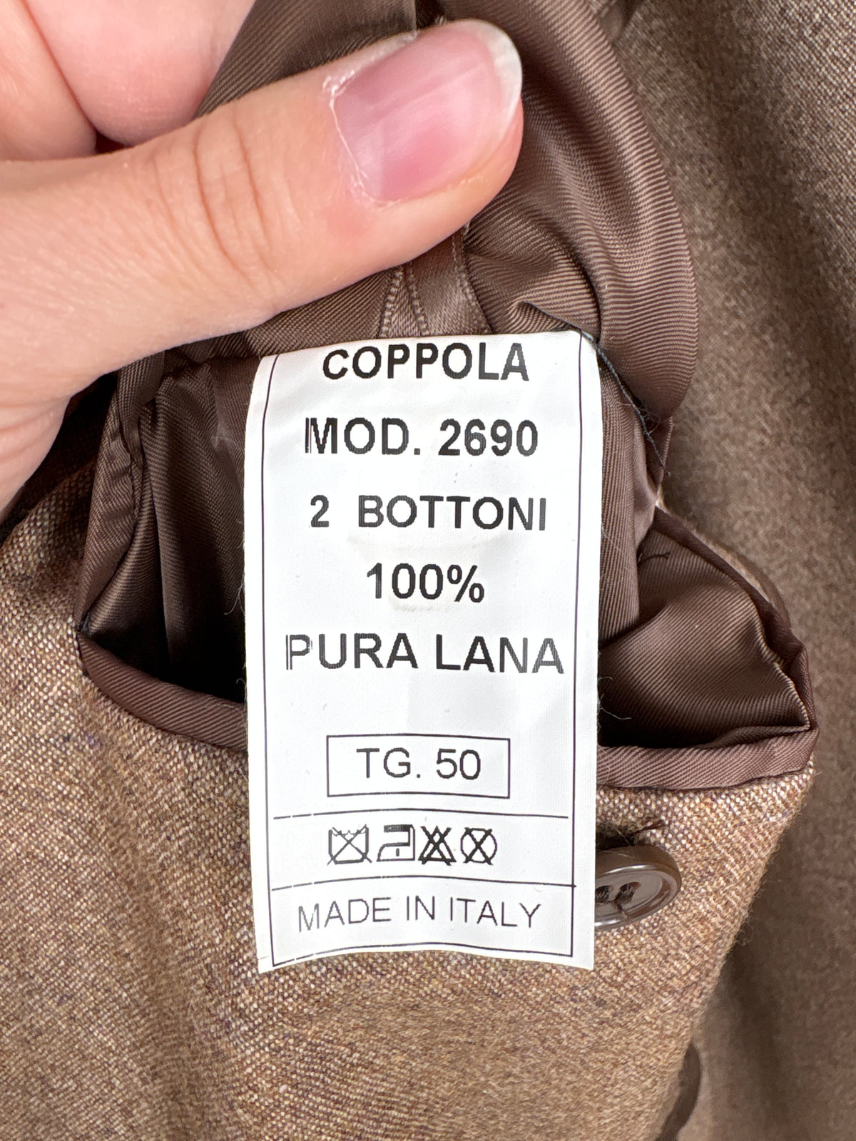 Sacou italian de brand sartorial high end tall din tweed Donegal de lana camel