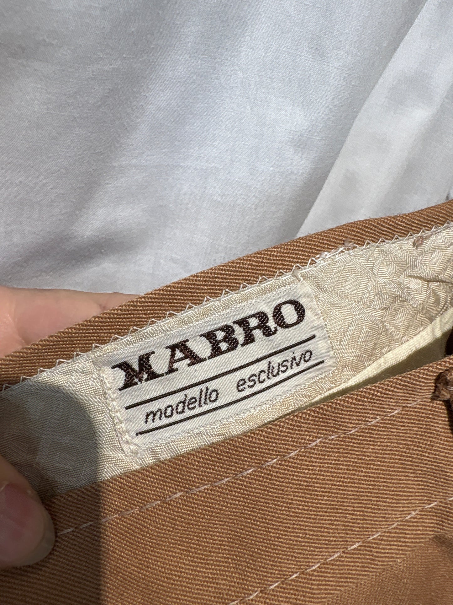 Pantaloni camel palazzo din worsted extrafine wool