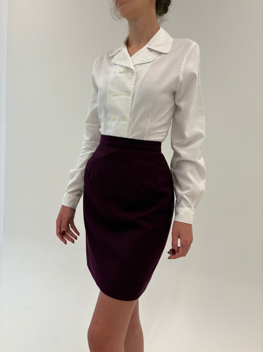 Fustă mini aubergine cu talie ultra înaltă din stofita