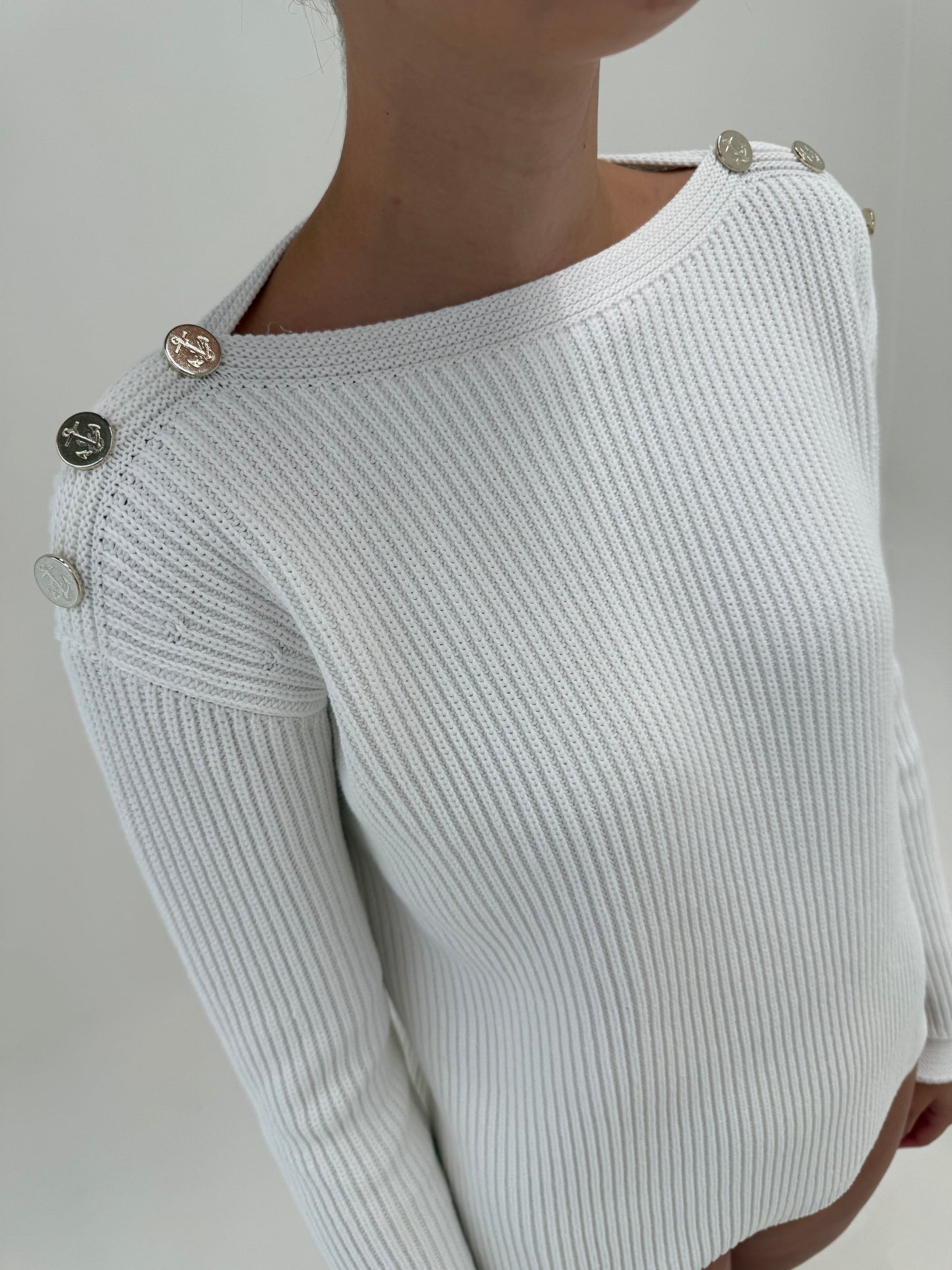 Pulover Max Mara cu decolteu bateau din bumbac ribbed de gramaj mare