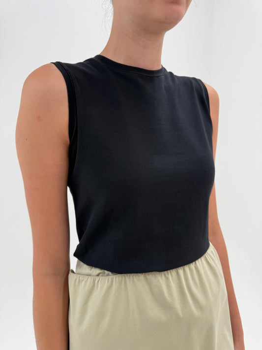 Tricou Prada negru din bumbac cu modelator excepțional cu logoul discret al brandului