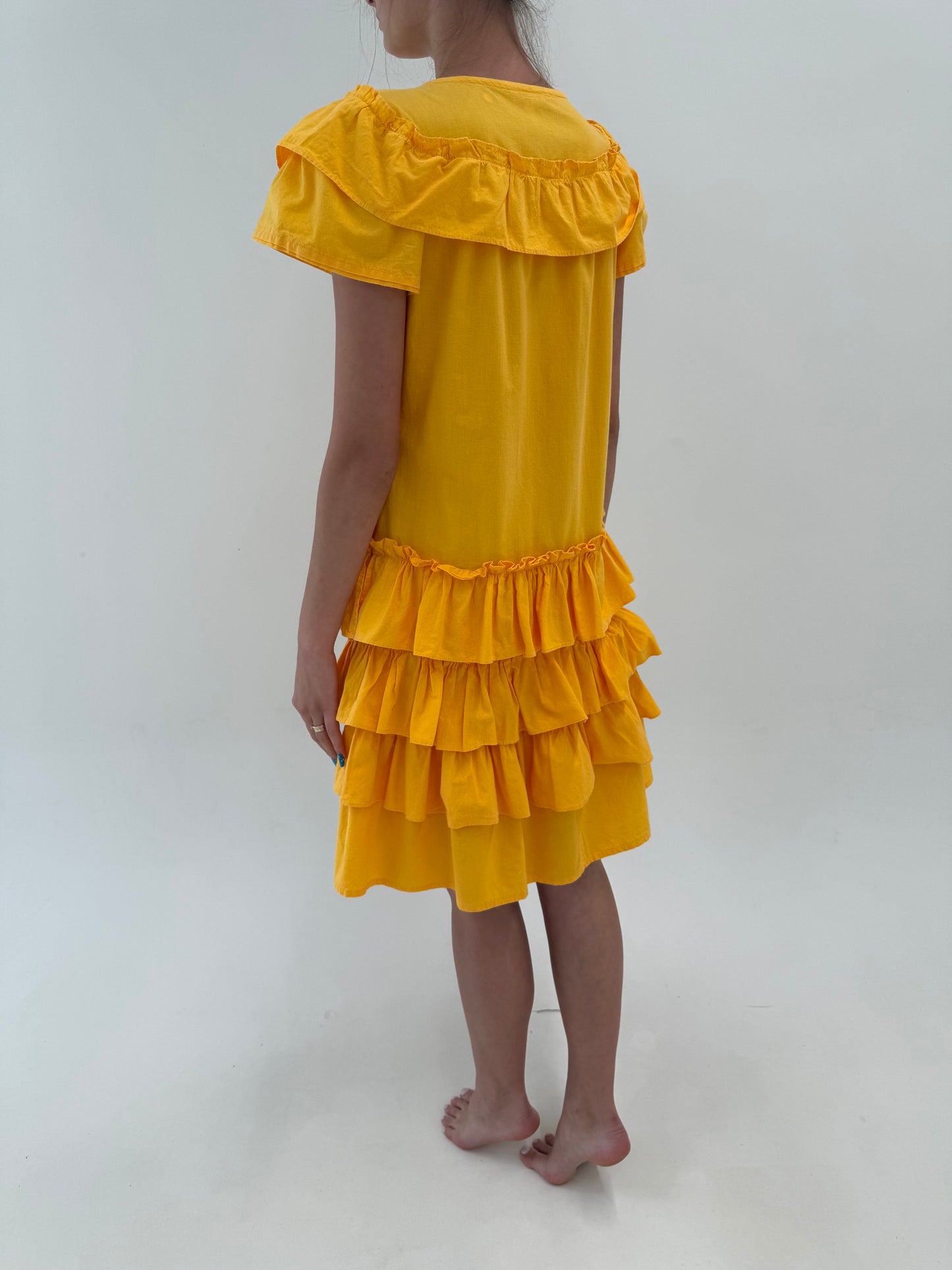 Rochie din canvas de bumbac saffron yellow de designer vintage italian