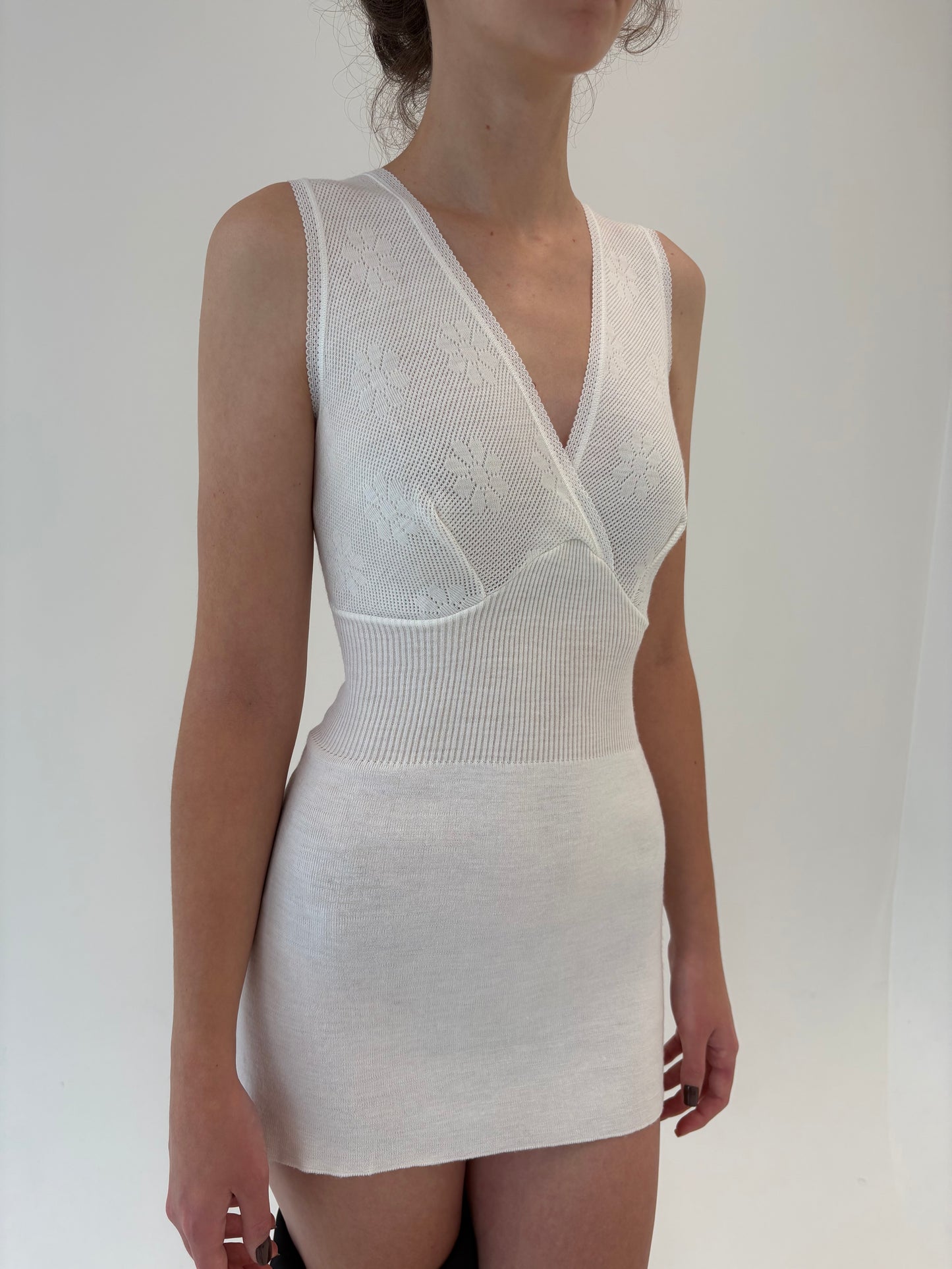 Top cambrat italian în stil furou din lana extrafina irestringibila