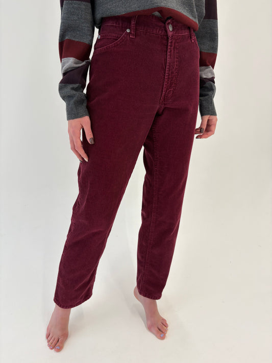Pantaloni burgundy tall din corduroy