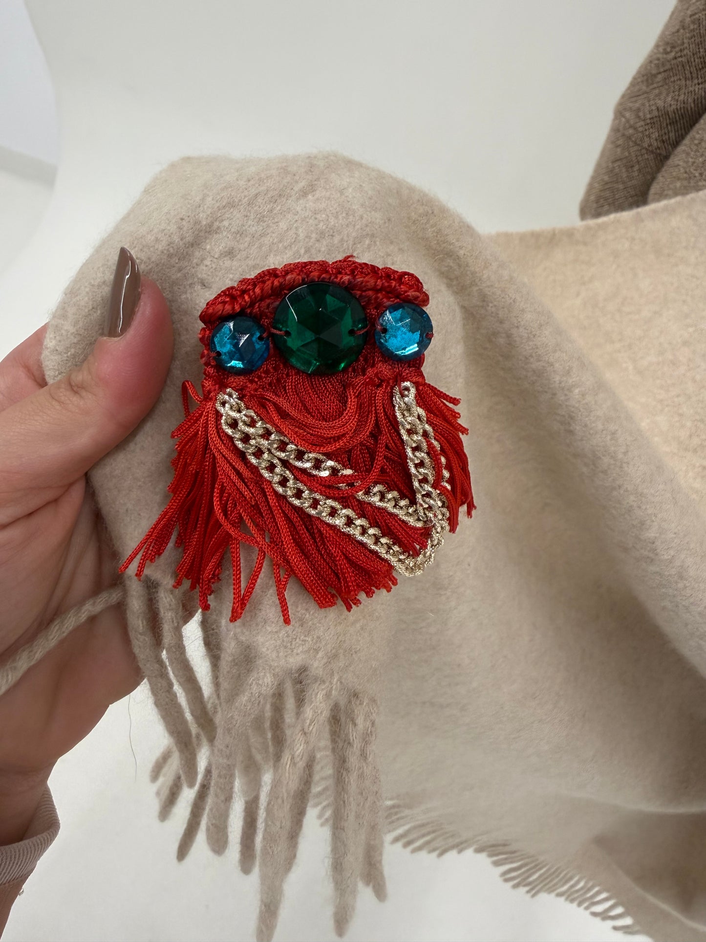 Fular XXXXL din cașmir gros tip pătură  light nude