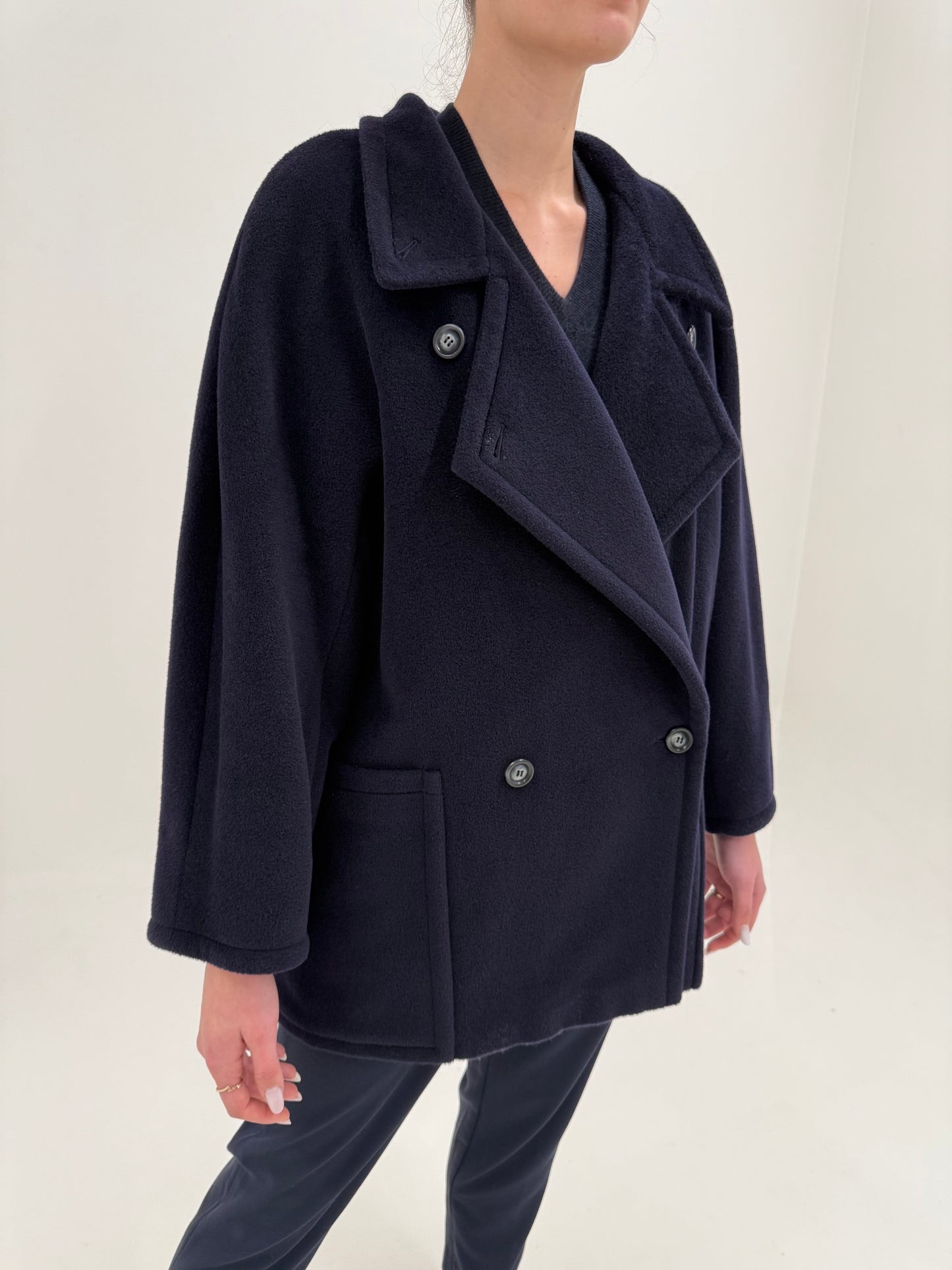 Jacheta Max Mara pea coat în croi actual din lana, cașmir și mohair